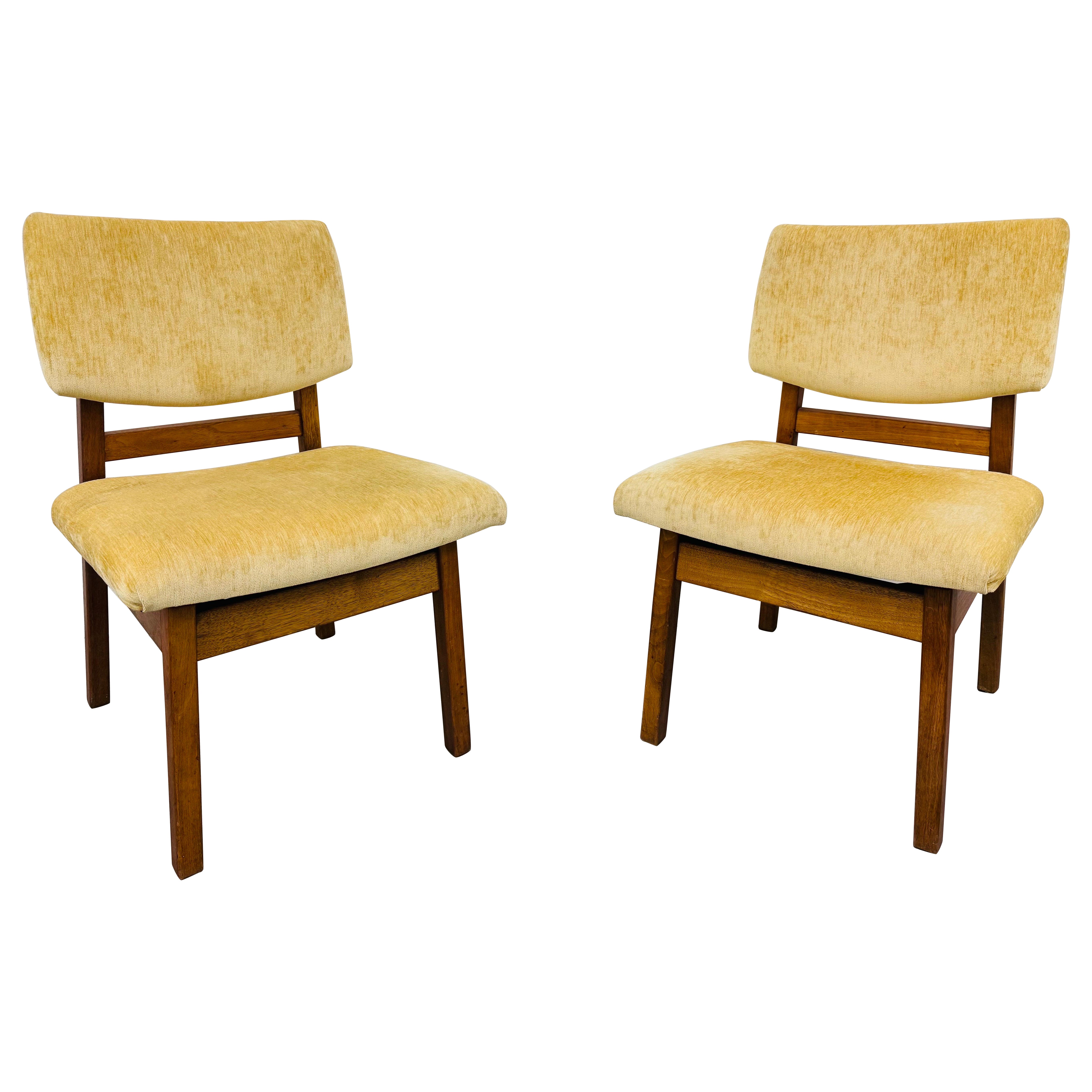 Mid-Century Modern Conant Ball Walnut Side Chairs - Set of 2