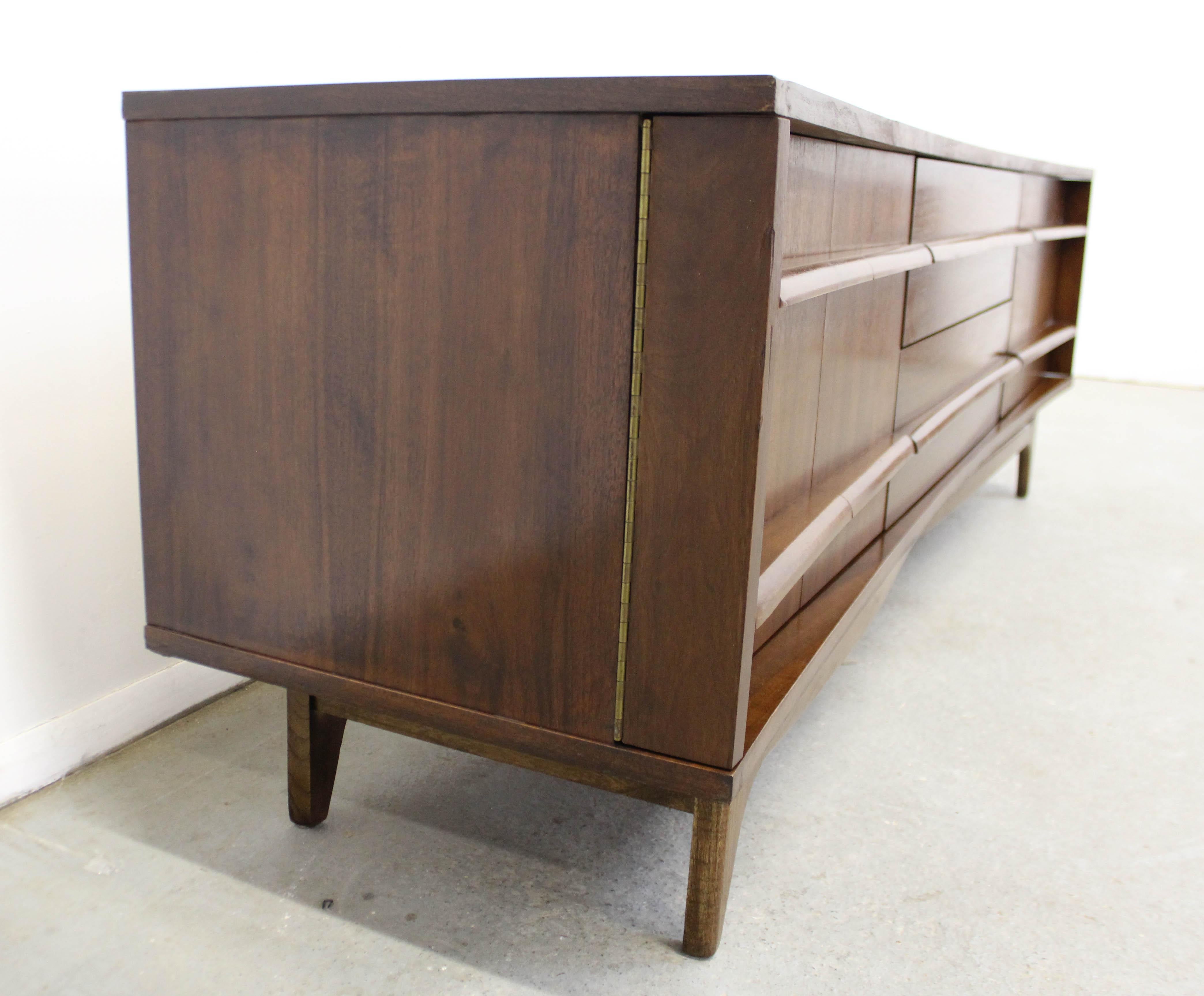 Mid-20th Century  Mid-Century Modern Concave Front Walnut Credenza by Young Mfg. Co.