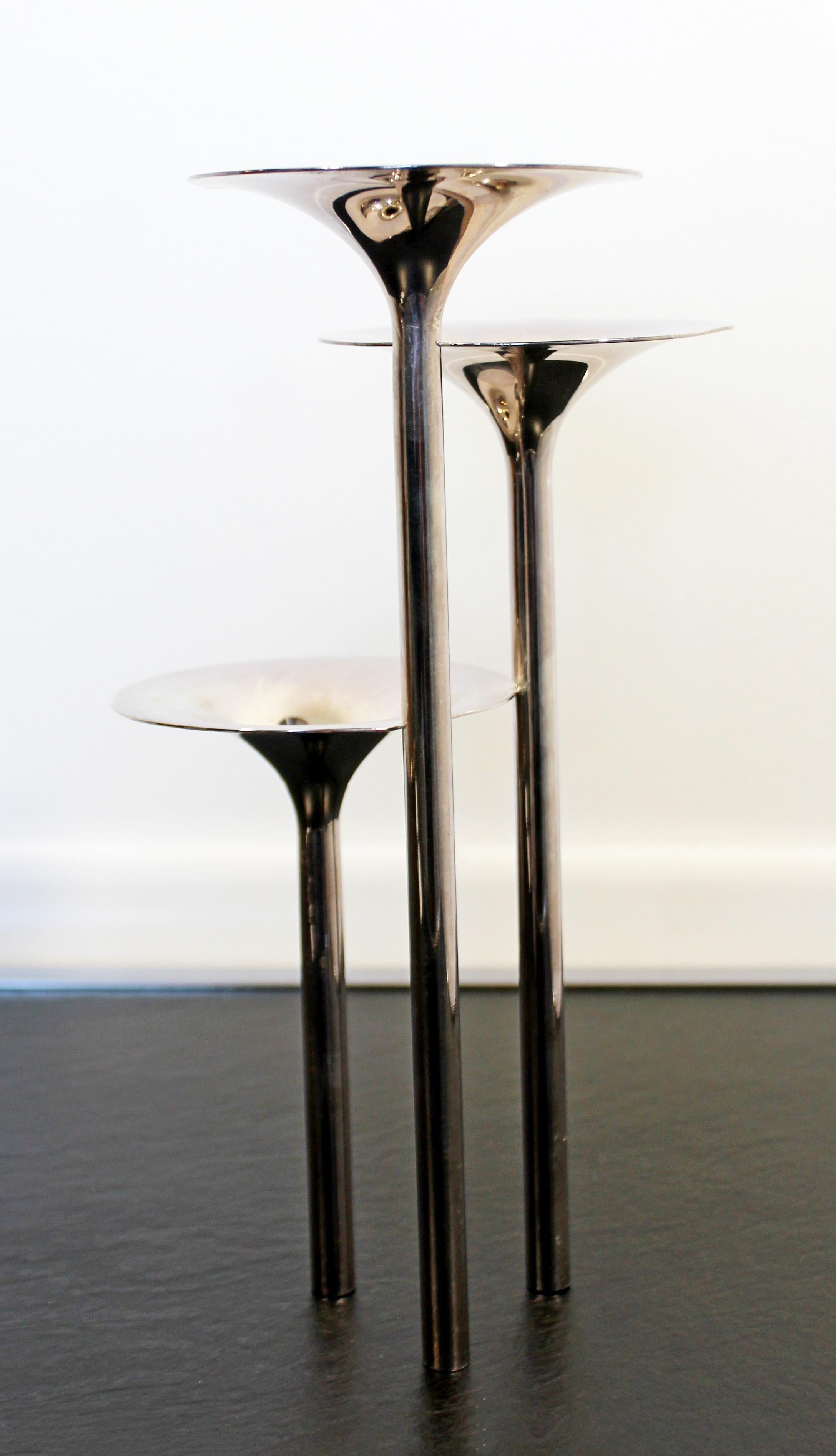 Mid-Century Modern Concerto Di Trombe Christofle France Silver Candlestick 1960s 1
