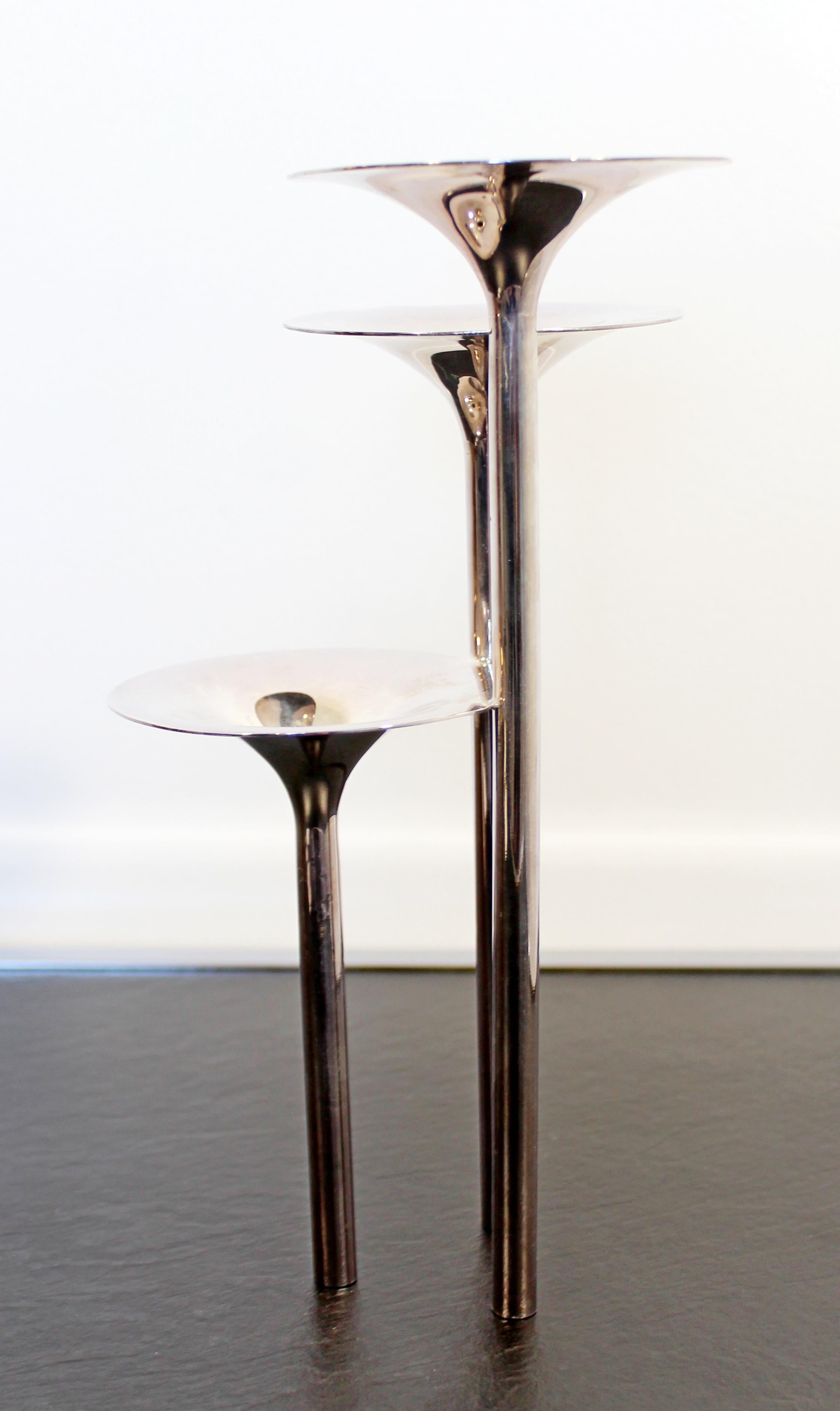 Mid-Century Modern Concerto Di Trombe Christofle France Silver Candlestick 1960s 2