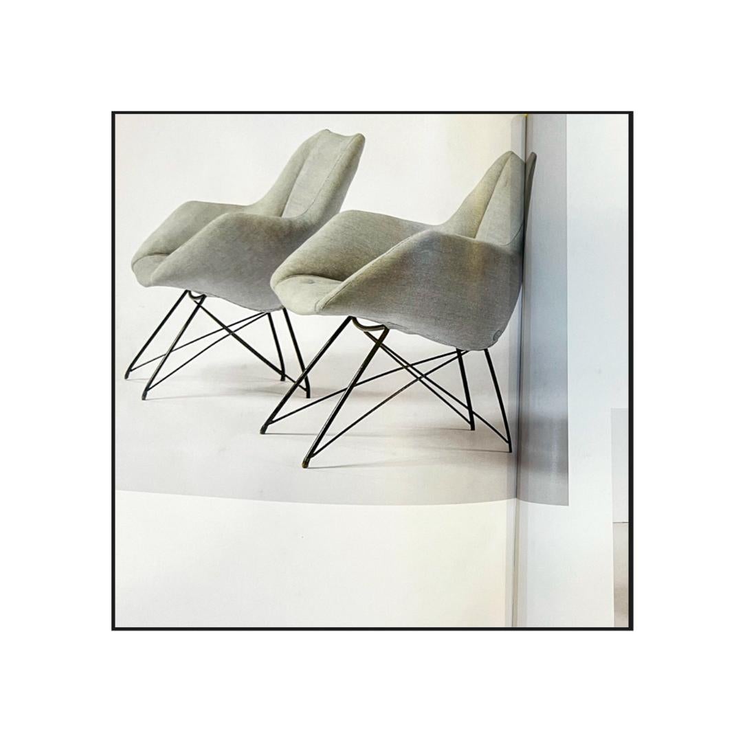Mid Century Modern Concha Armchairs in Leather & Metal by Carlo Hauner, c. 1950 2