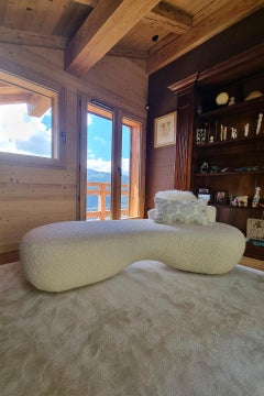 Mid-Century Modern Conchula Daybed, White Boucle, Handmade by Greenapple