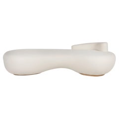 Mid-Century Modern Conchula Daybed, White Boucle, Handmade by Greenapple