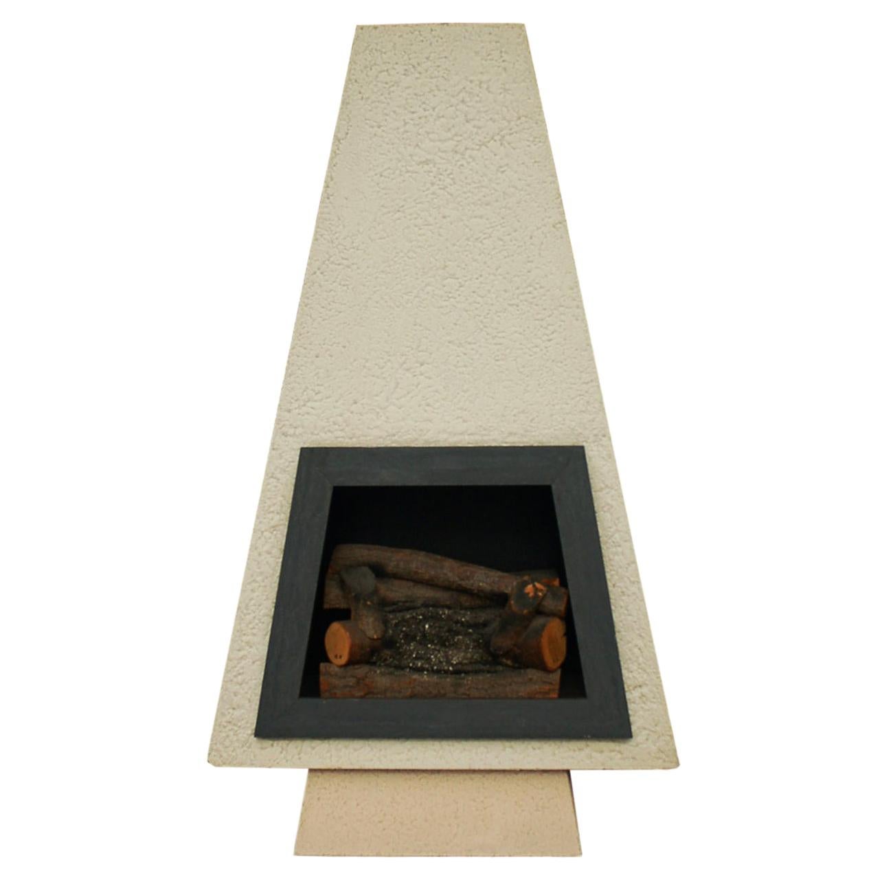 Mid-Century Modern Concrete Architectural Freestanding Fireplace