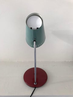 Mid-Century Modern Cone Shaped Desk Lamp, Turquoise and Red, Russia, 1966