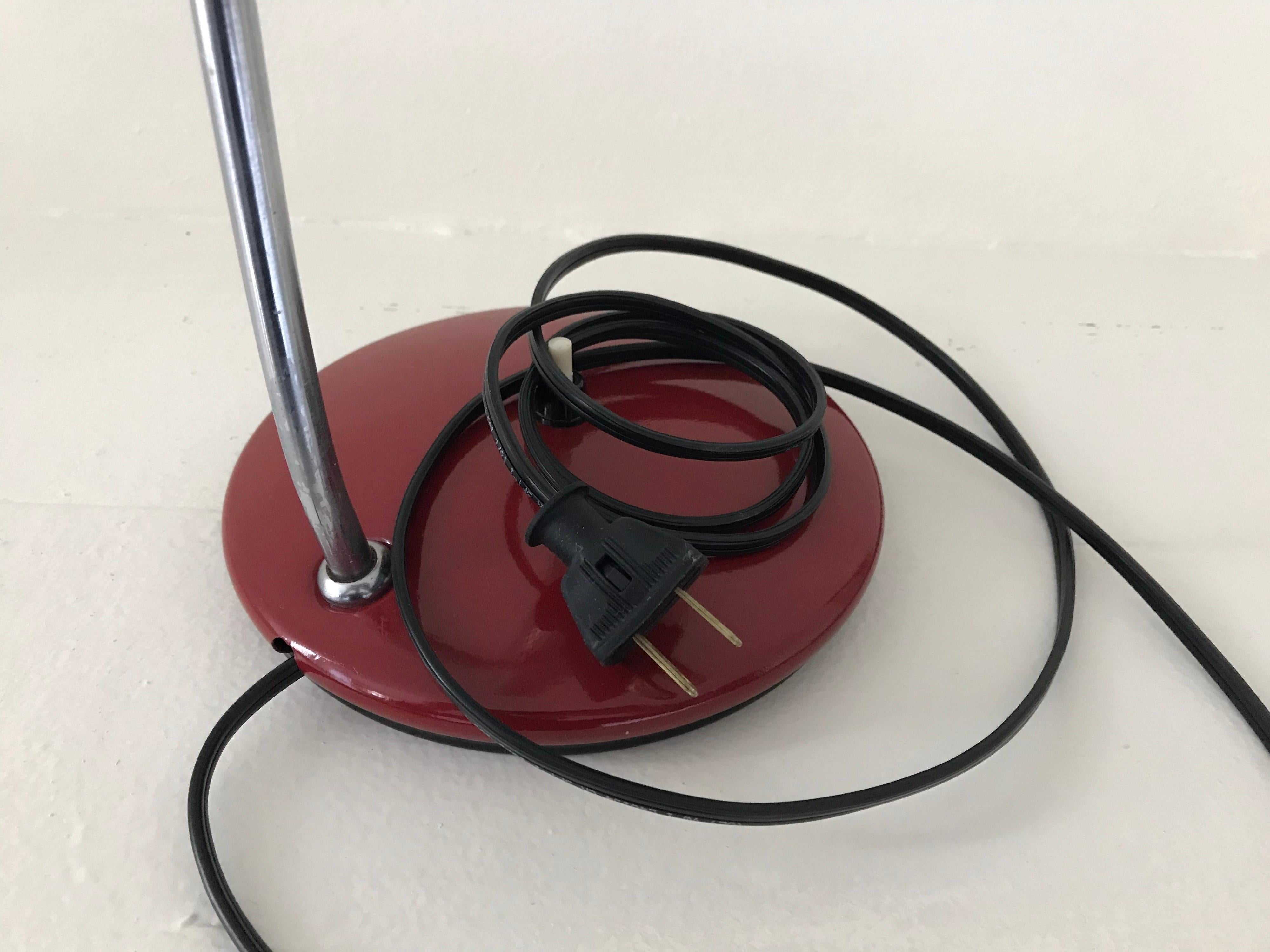 Metal Mid-Century Modern Cone Shaped Desk Lamp, Turquoise and Red, Russia, 1966