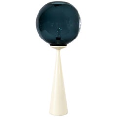 Mid-Century Modern Conical Table Lamp with Glass Ball Globe after Ponti or Curry