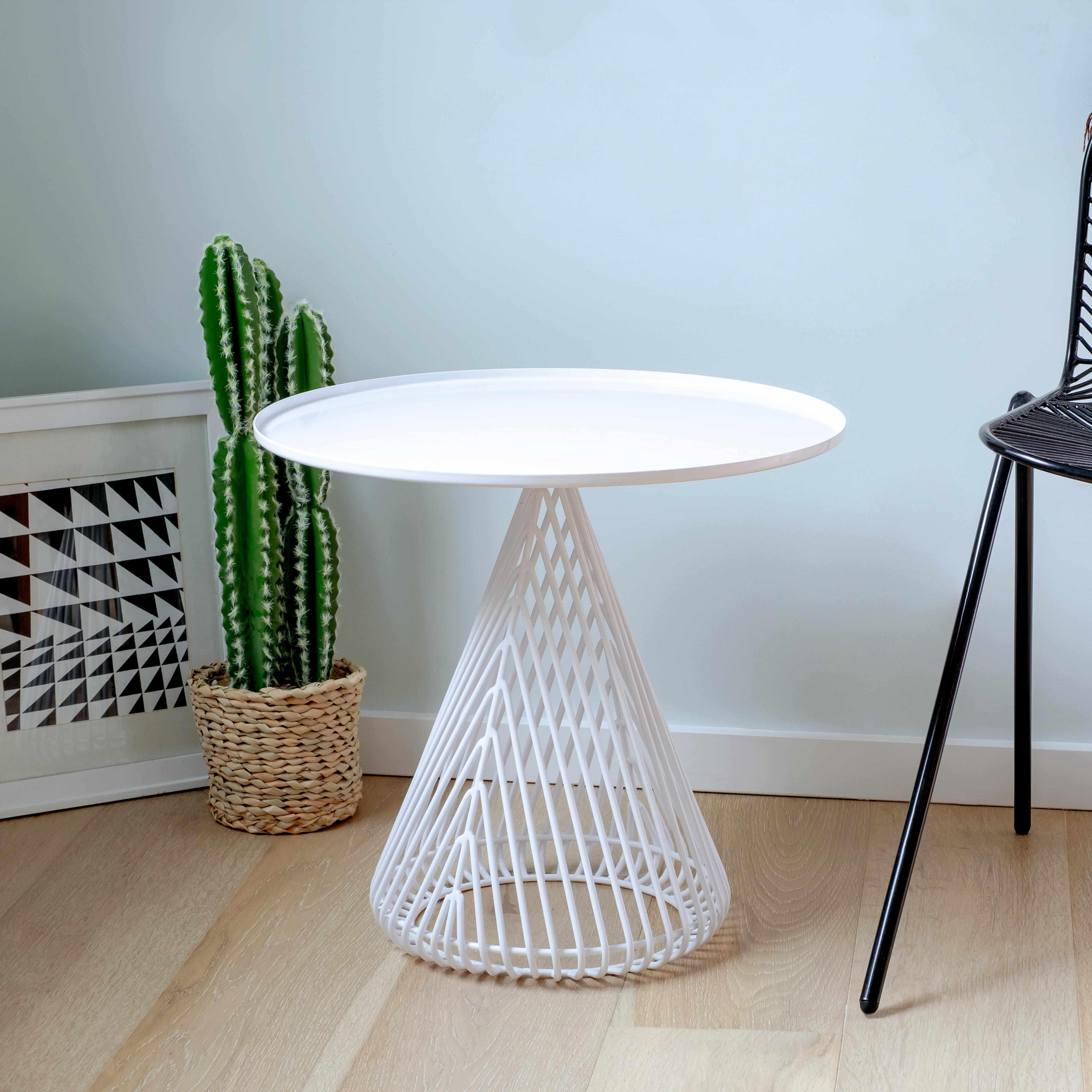 Powder-Coated Mid-Century Modern Cono Table, Side Table by Bend Goods in White