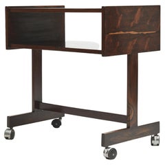 Mid-Century Modern Console in Hardwood & Chrome Wheels, Sergio Rodrigues, 1960s