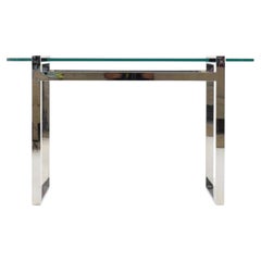 Mid-Century Modern Console Table by Cy Mann, Glass & Chrome, 1980s