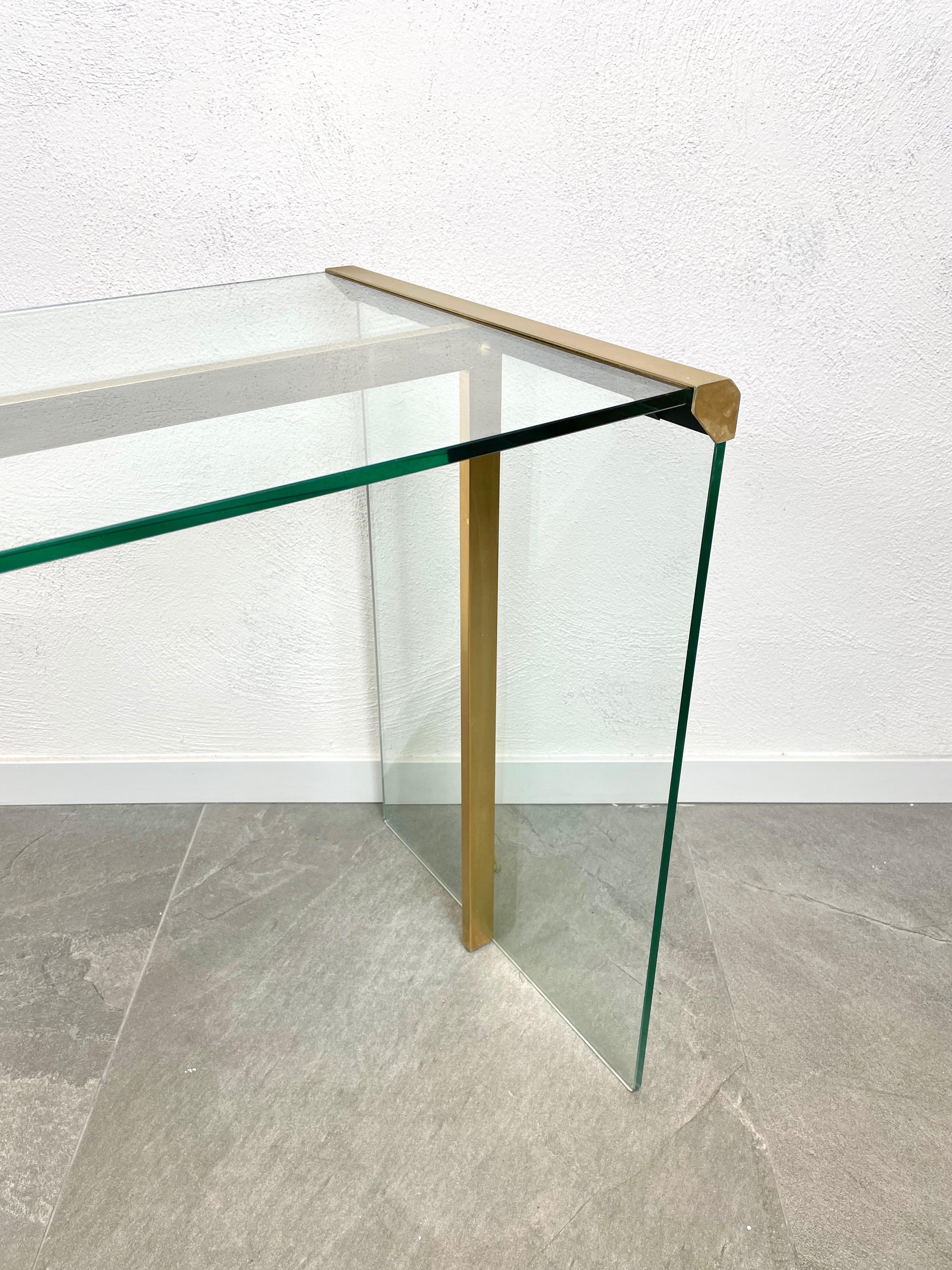 Mid-Century Modern Console Table Glass and Brass Gallotti & Radice, Italy, 1970s 4