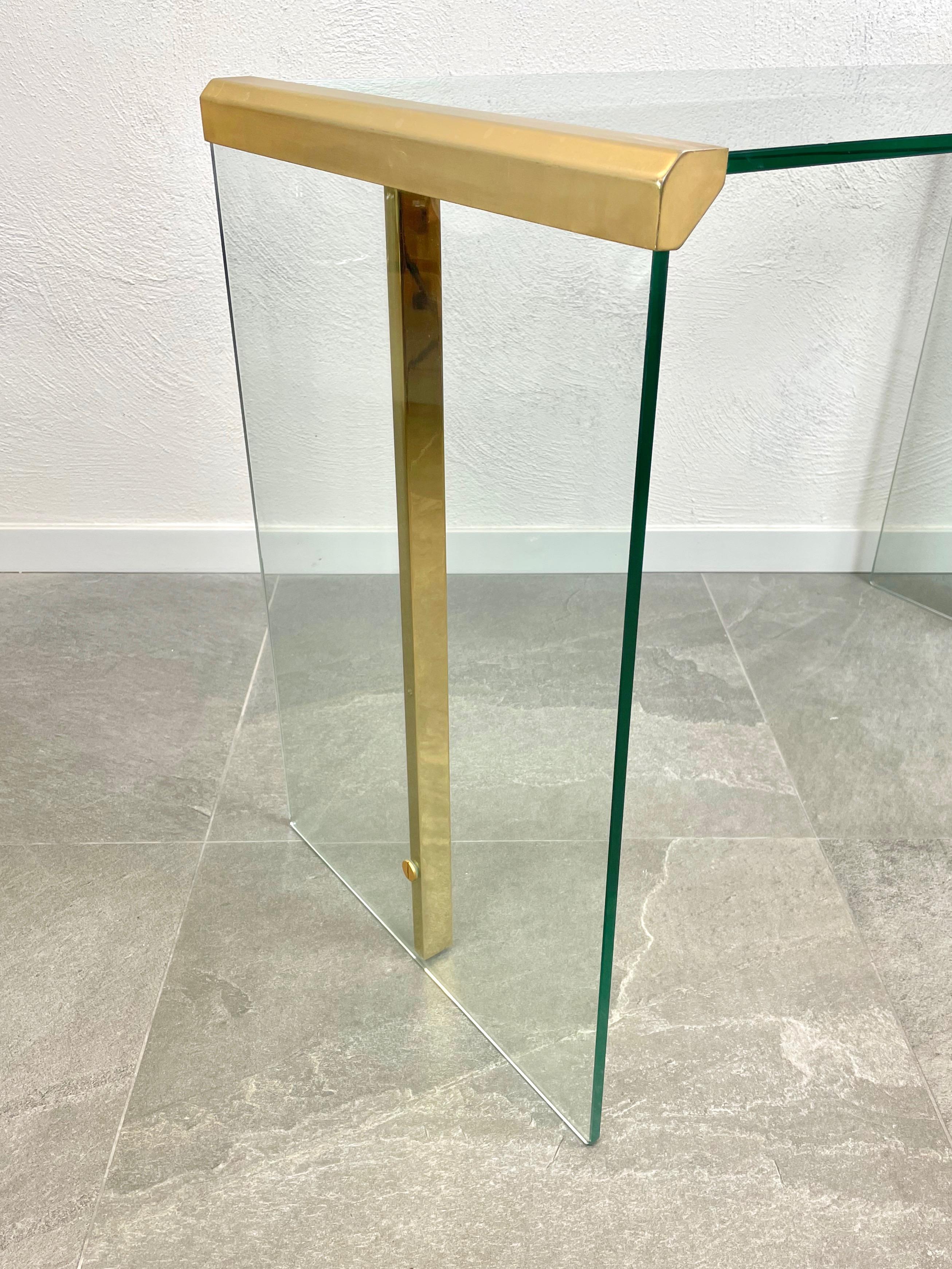 Mid-Century Modern Console Table Glass and Brass Gallotti & Radice, Italy, 1970s For Sale 5