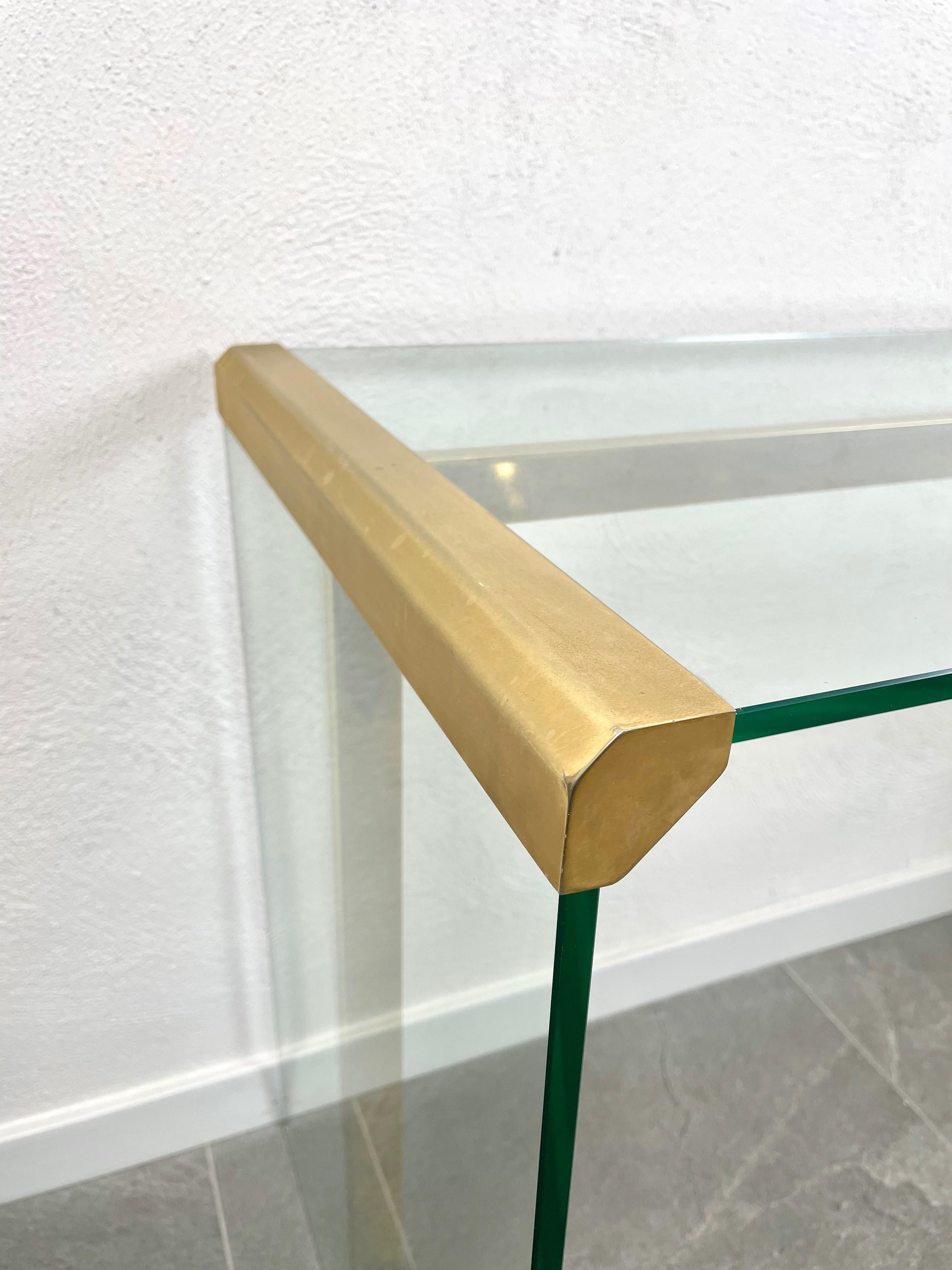Mid-Century Modern Console Table Glass and Brass Gallotti & Radice, Italy, 1970s For Sale 6