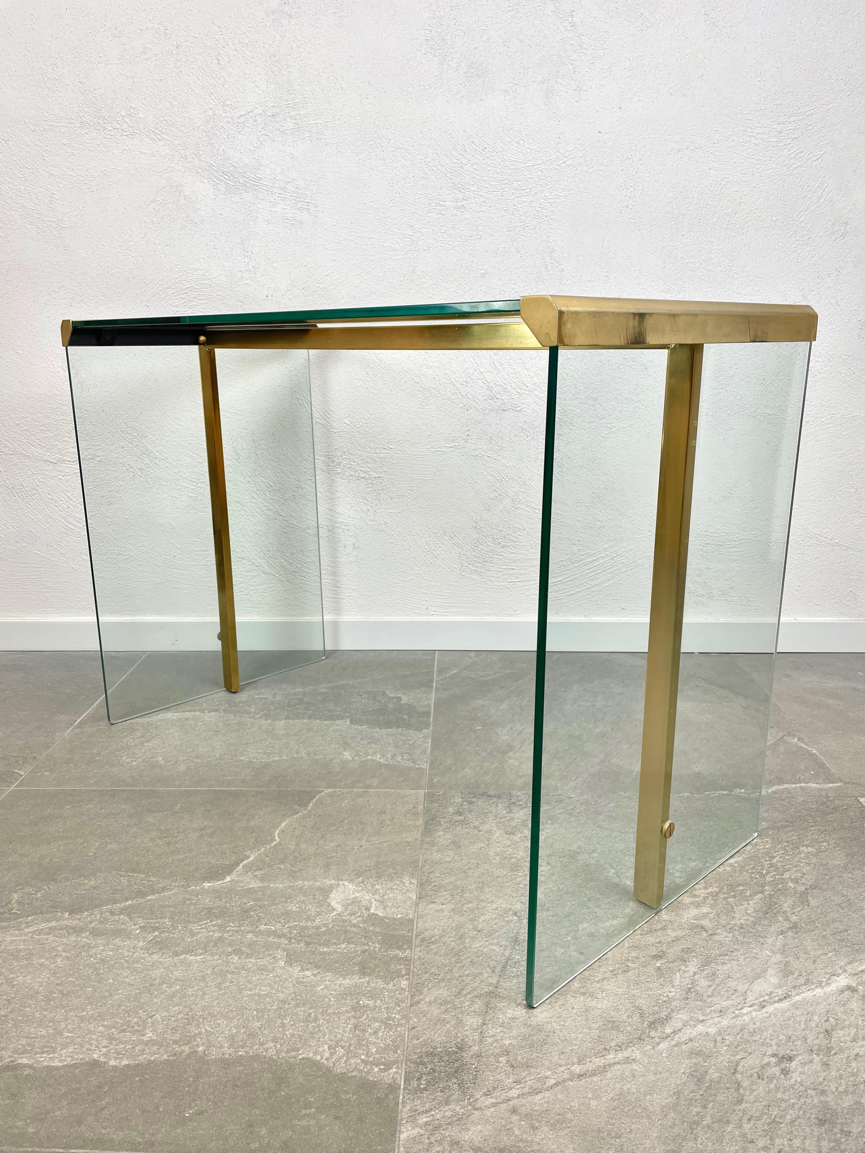 Mid-Century Modern Console Table Glass and Brass Gallotti & Radice, Italy, 1970s 3