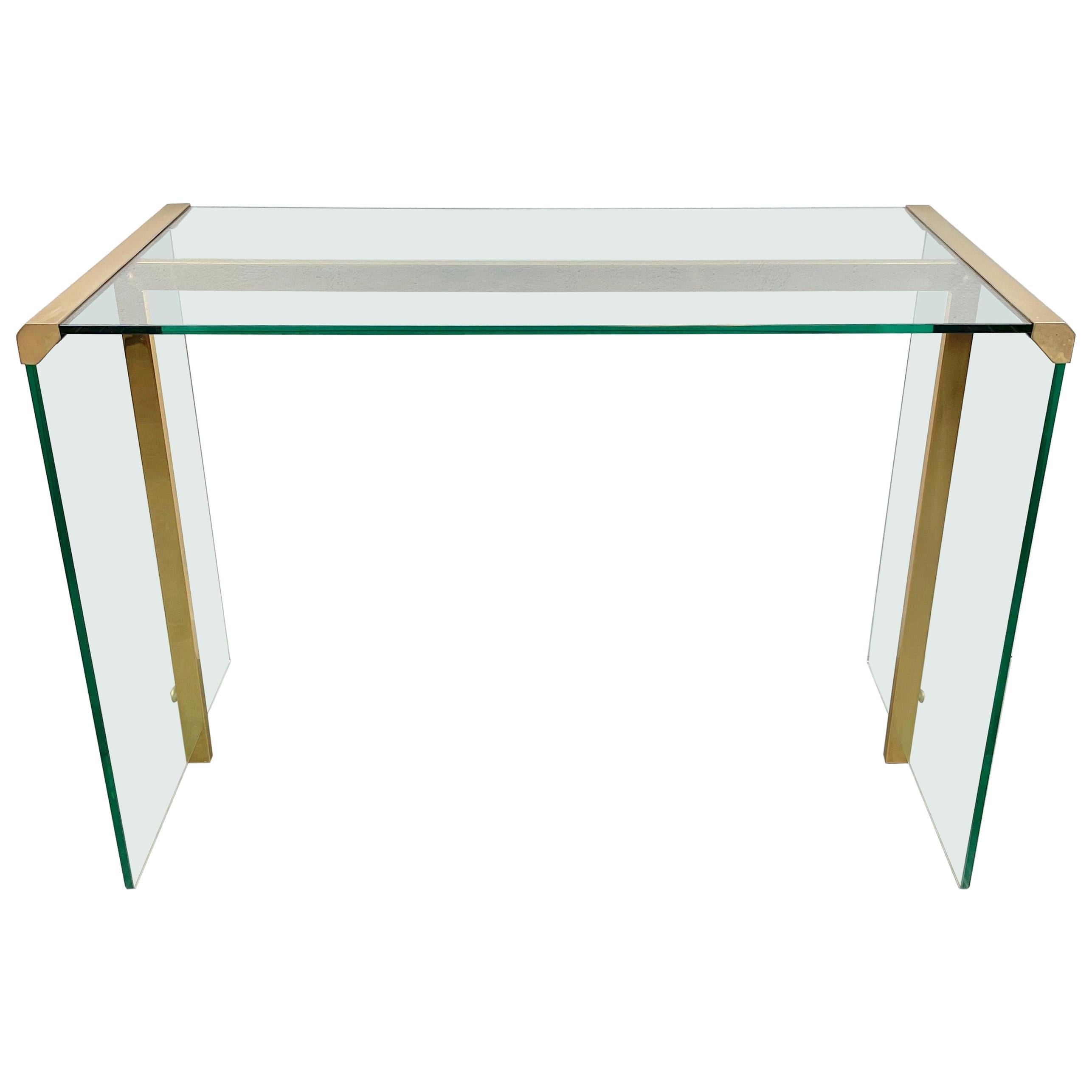 Mid-Century Modern Console Table Glass and Brass Gallotti & Radice, Italy, 1970s