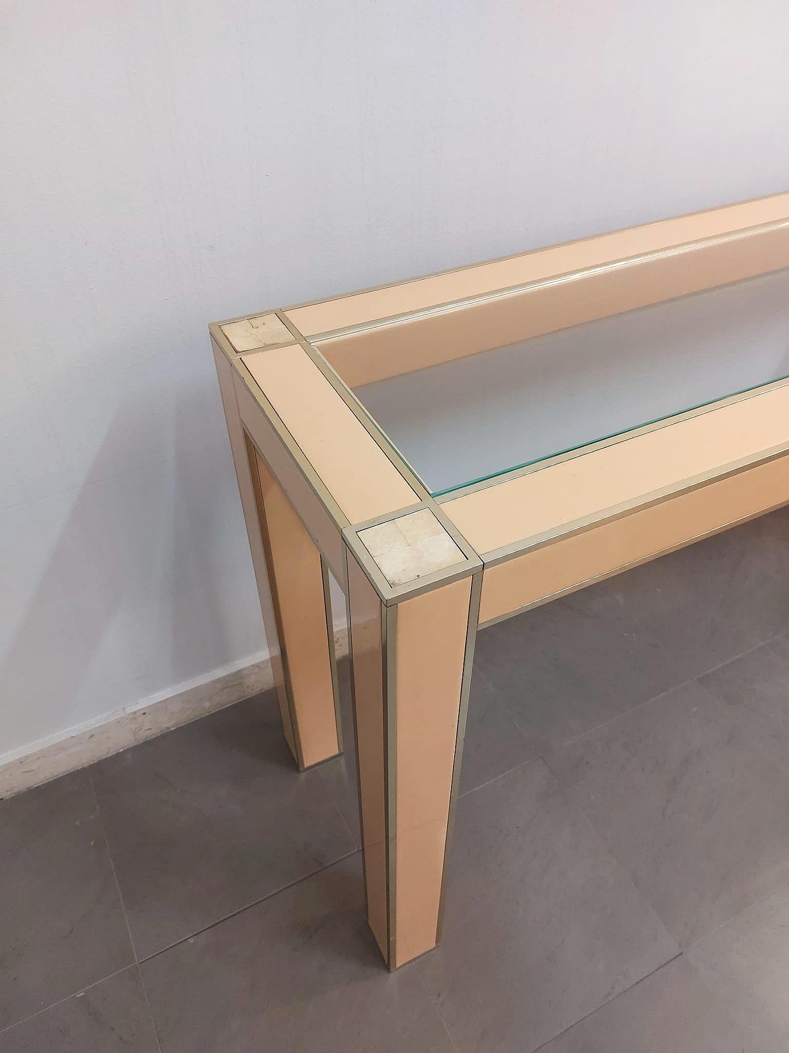 Midcentury Modern Console Table Lacquered Wood Glass Aluminum Italy 1970s In Good Condition For Sale In Palermo, IT