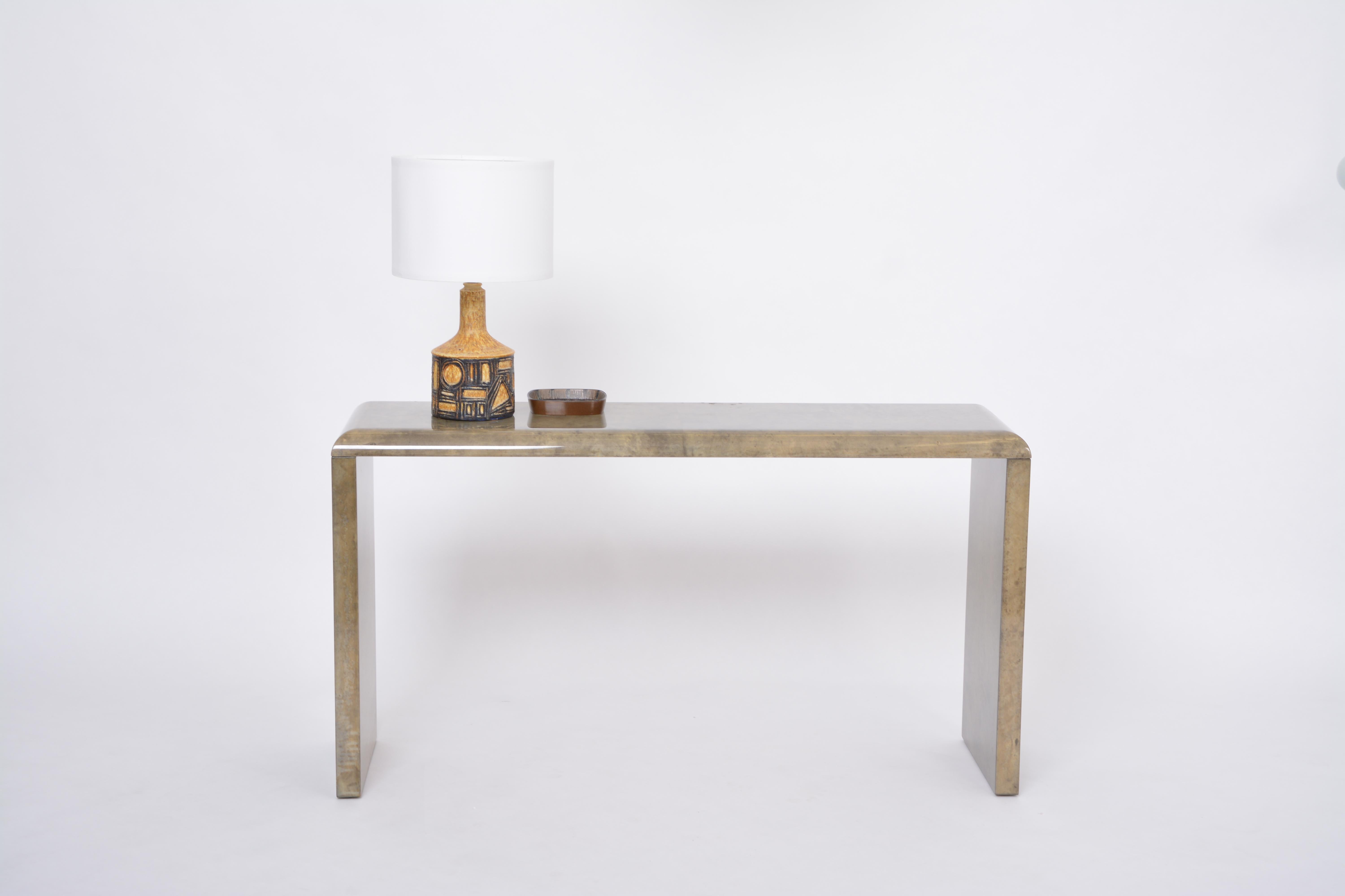 Italian Mid-Century Modern Console Table Made of Laquered Goat Skin by Aldo Tura