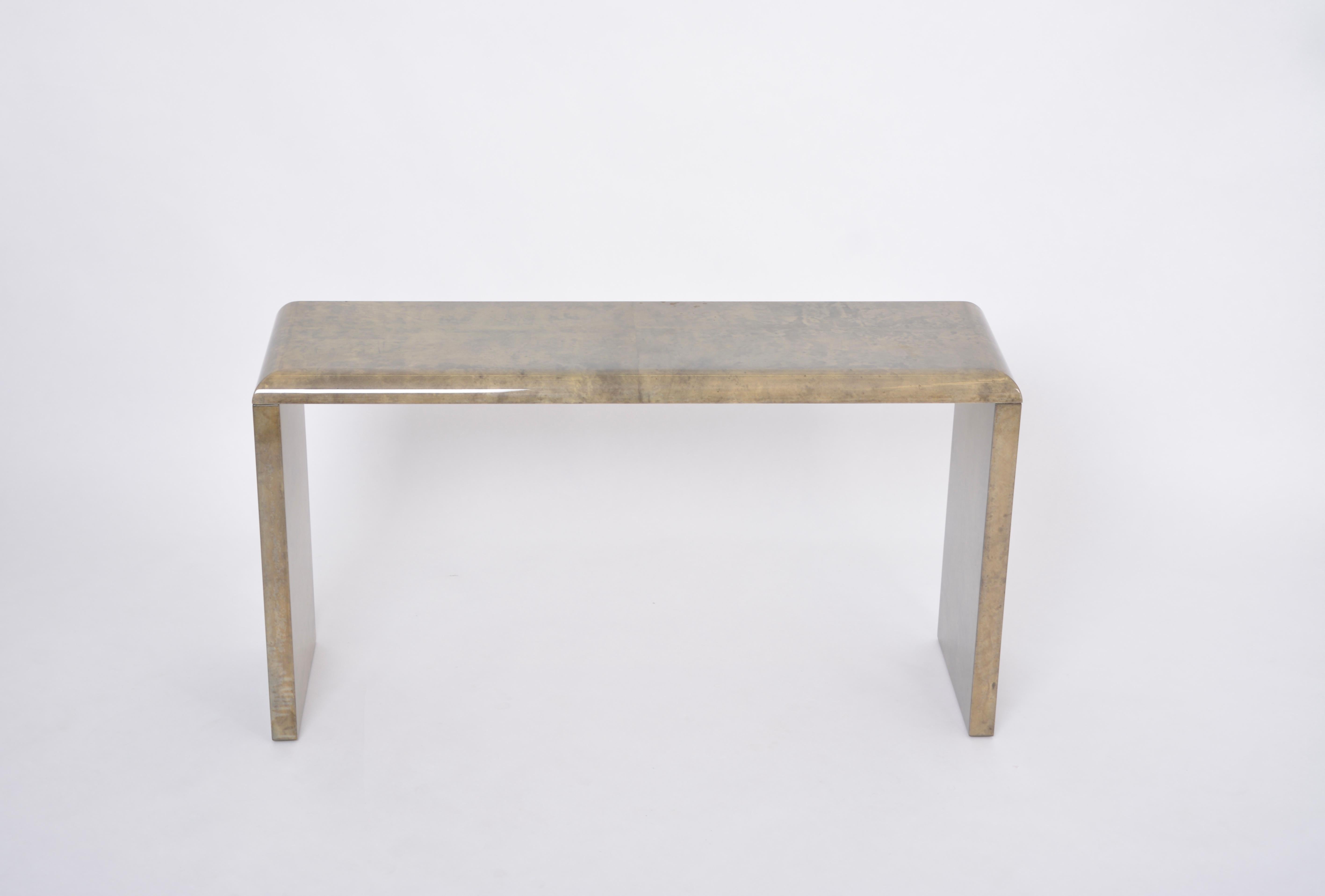 Lacquered Mid-Century Modern Console Table Made of Laquered Goat Skin by Aldo Tura