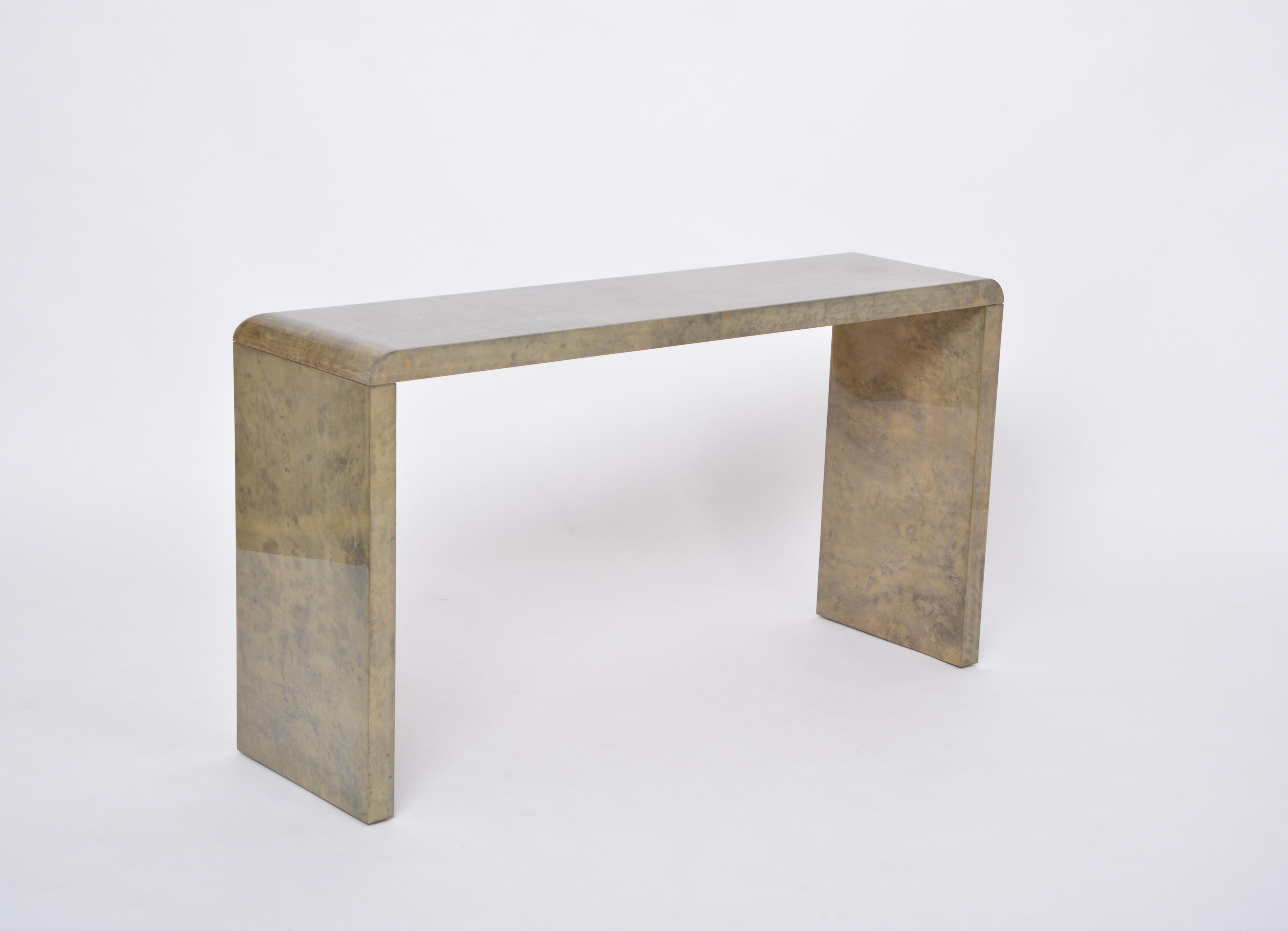 Goatskin Mid-Century Modern Console Table Made of Laquered Goat Skin by Aldo Tura