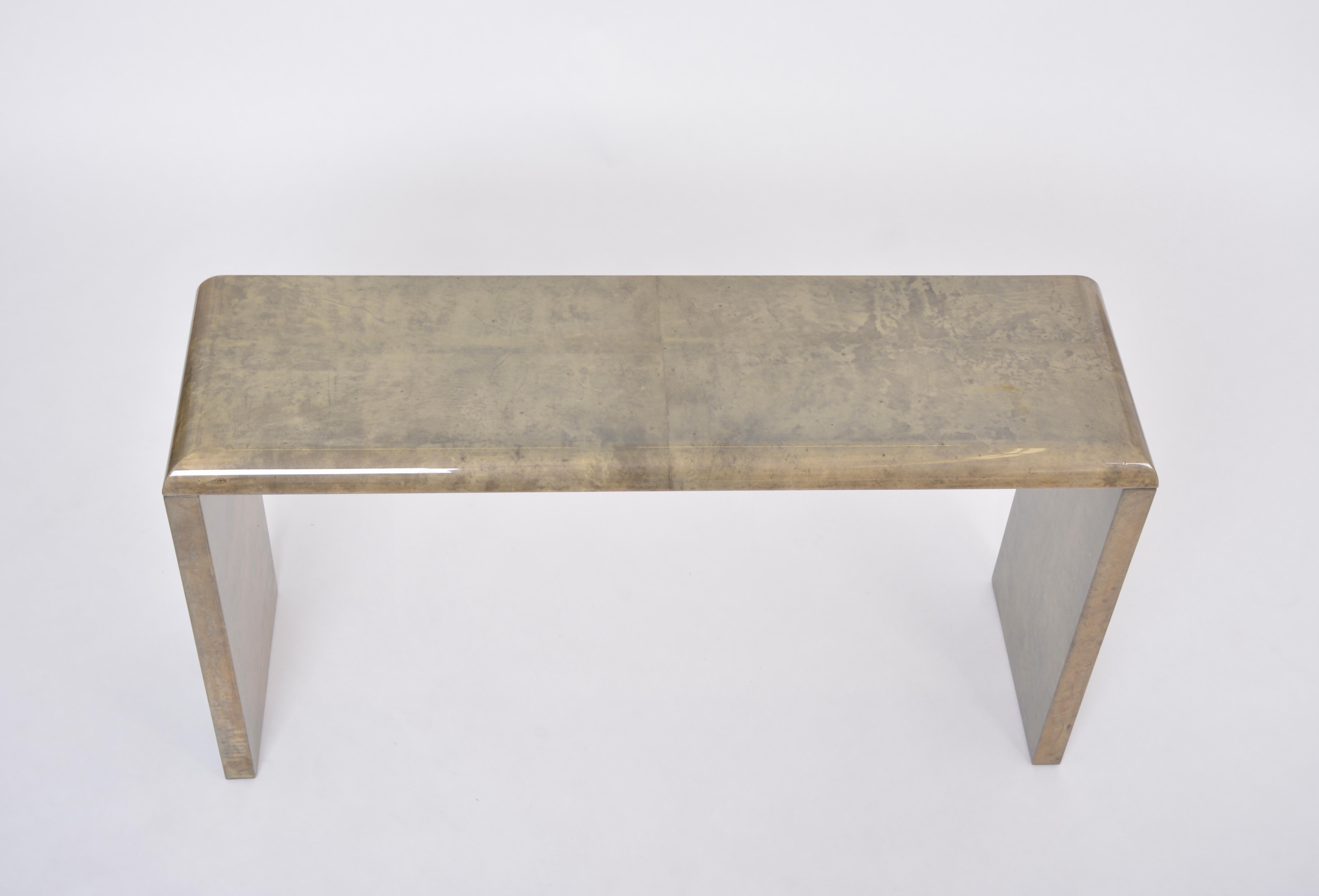 Mid-Century Modern Console Table Made of Laquered Goat Skin by Aldo Tura 1