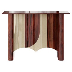 Consola Moderna de Mitad de Siglo Marquetería de Madera de Palisandro con Dos Puertas