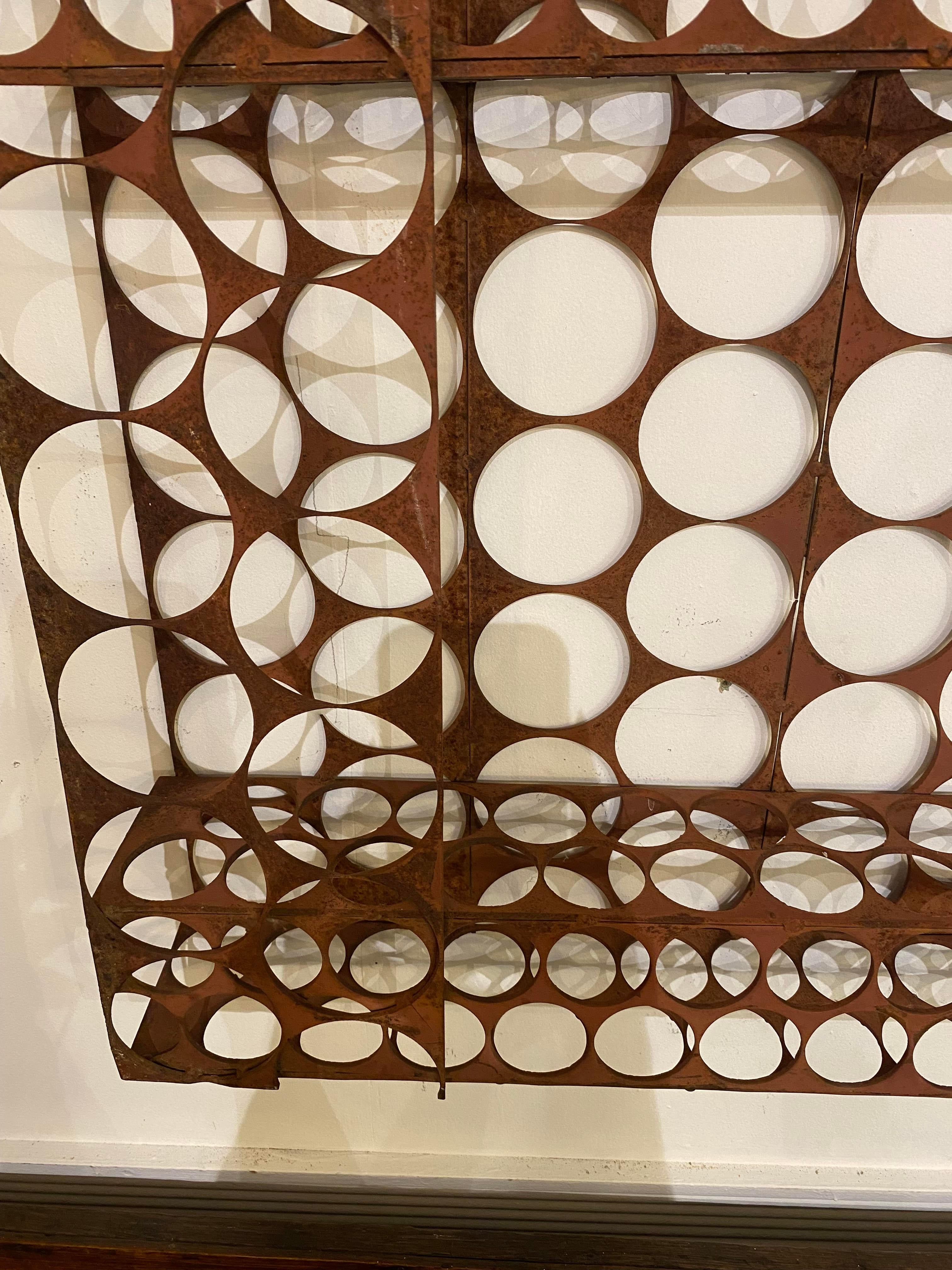 Mid Century Modern Contemporary Recycled Wrought Iron Shelf Unit Sculpture In Distressed Condition For Sale In Pasadena, CA