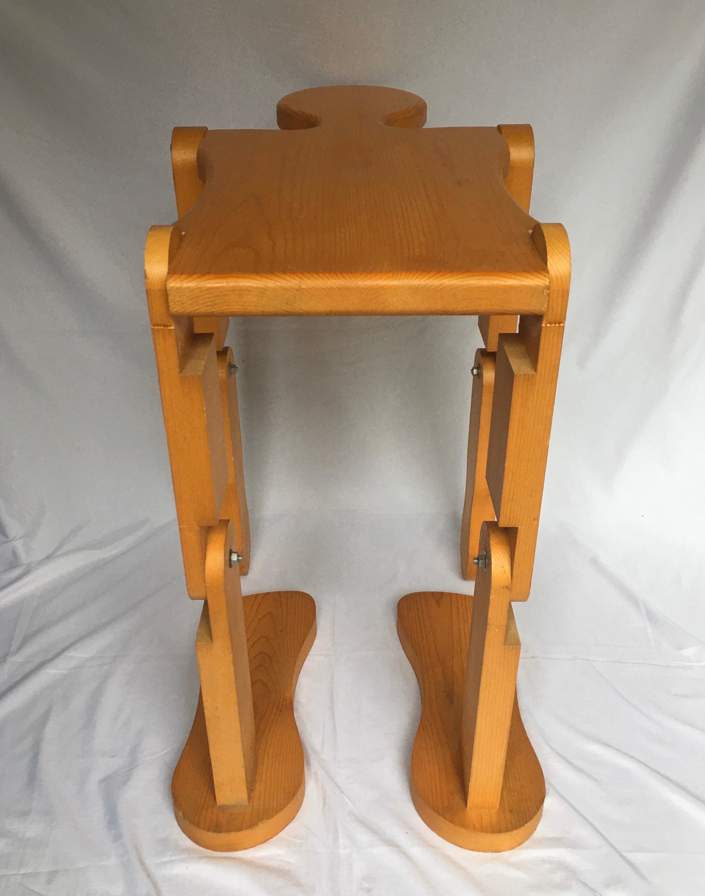 Wood Mid-Century Modern Contemporary Sculptural Folk Pop Art Figure Side End Table