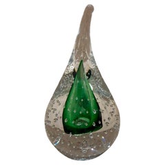 Fermacarte a bolla di controllo di Murano verde, metà del secolo scorso