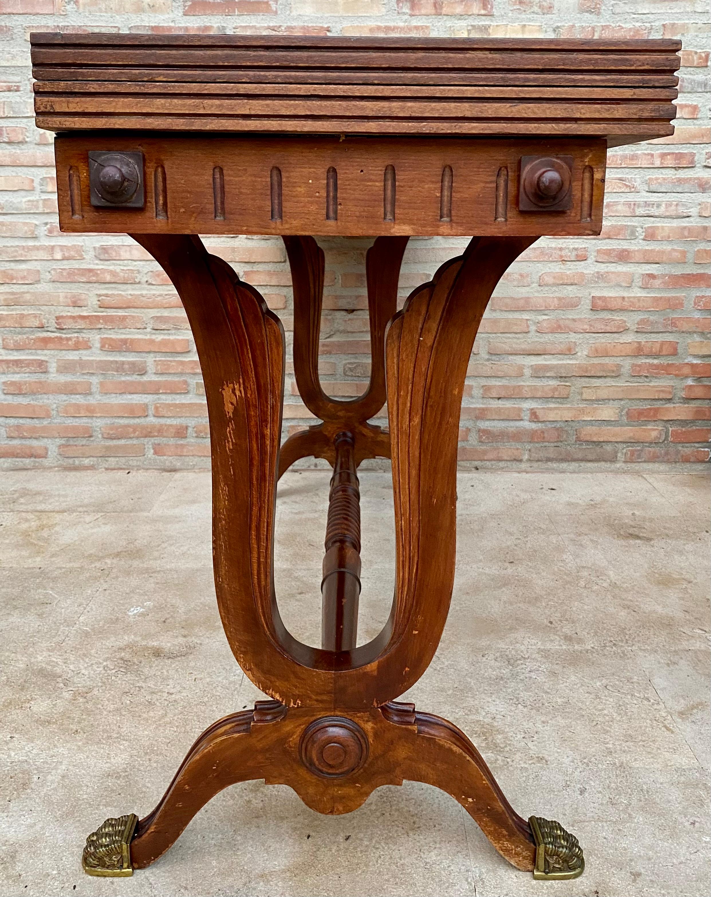 Table de salle à manger convertible moderne du milieu du siècle dernier avec pieds à griffes en bronze, années 1950 en vente 5