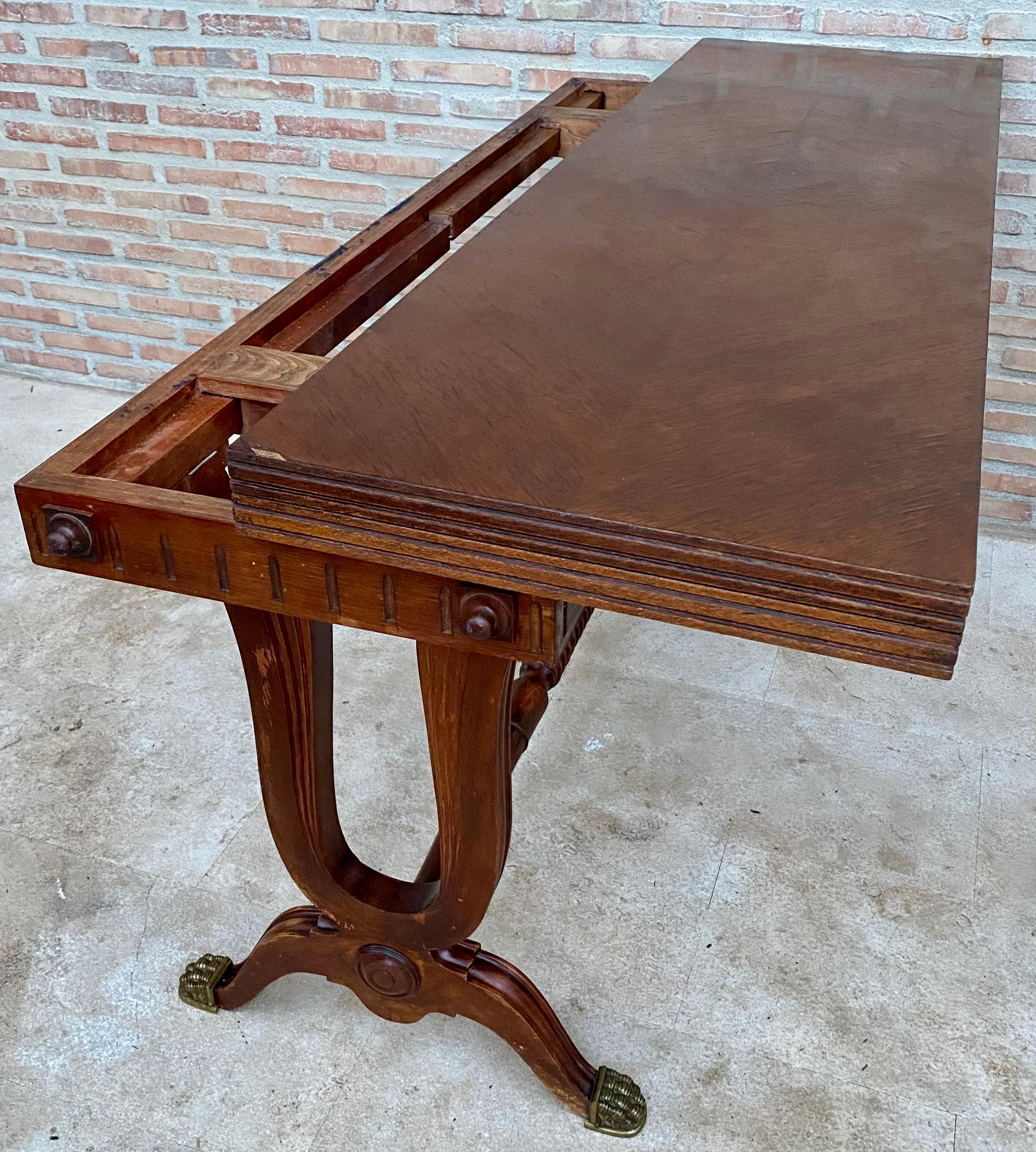 Table de salle à manger convertible moderne du milieu du siècle dernier avec pieds à griffes en bronze, années 1950 en vente 10