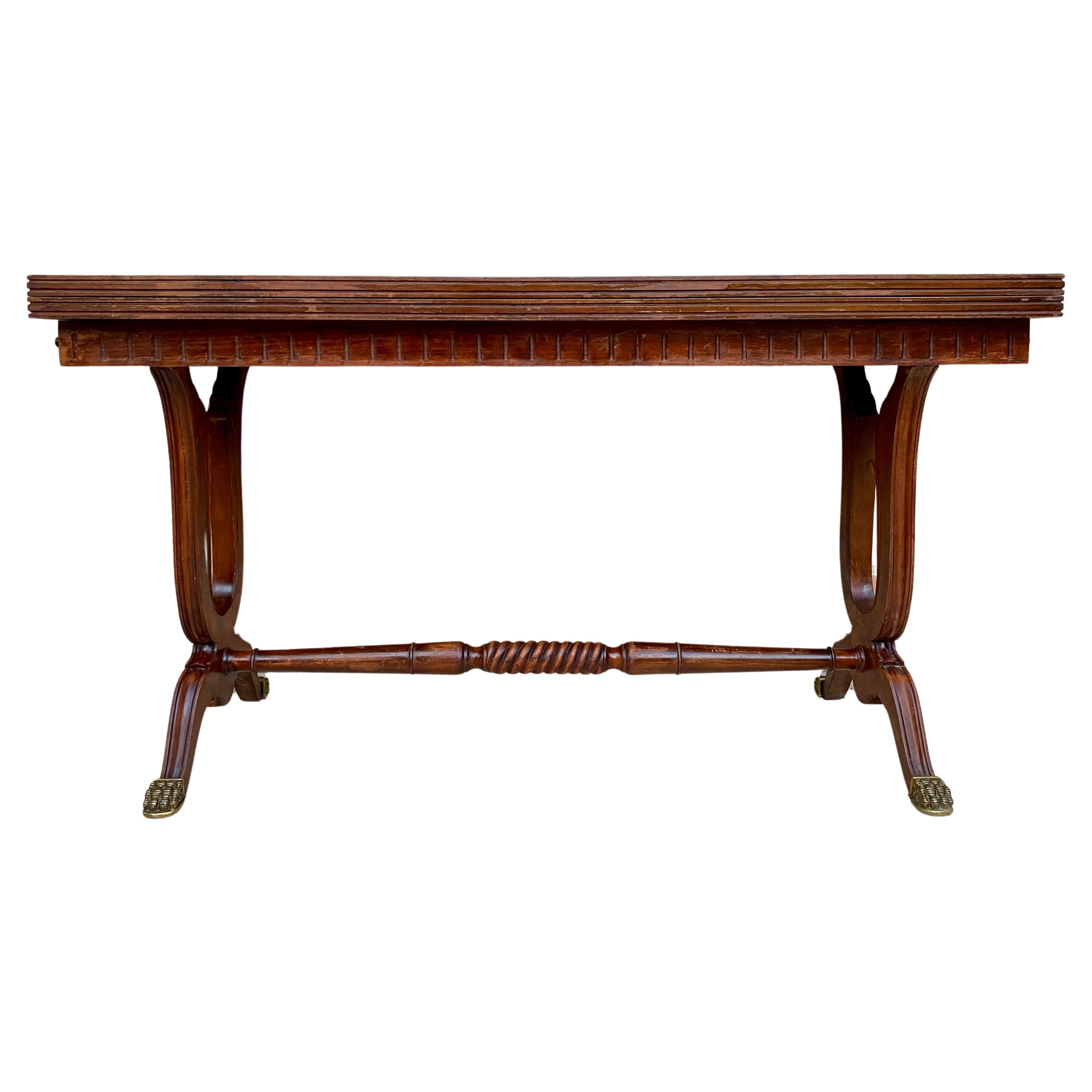 Table de salle à manger convertible moderne du milieu du siècle dernier avec pieds à griffes en bronze, années 1950 en vente