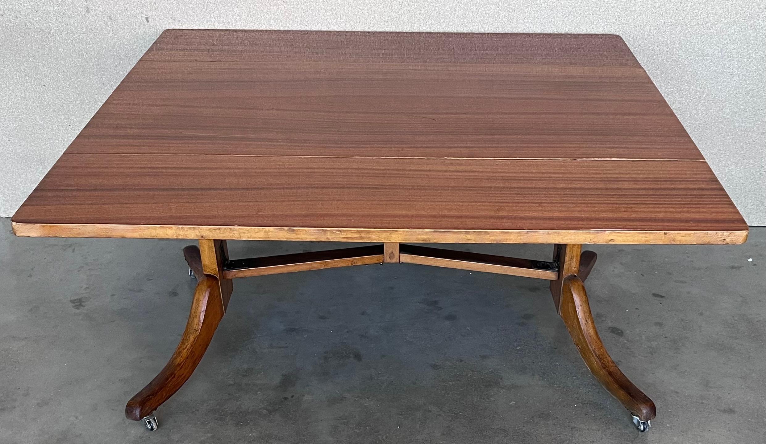 European Mid-Century Modern Convertible Liftable Coffee Dining Table For Sale