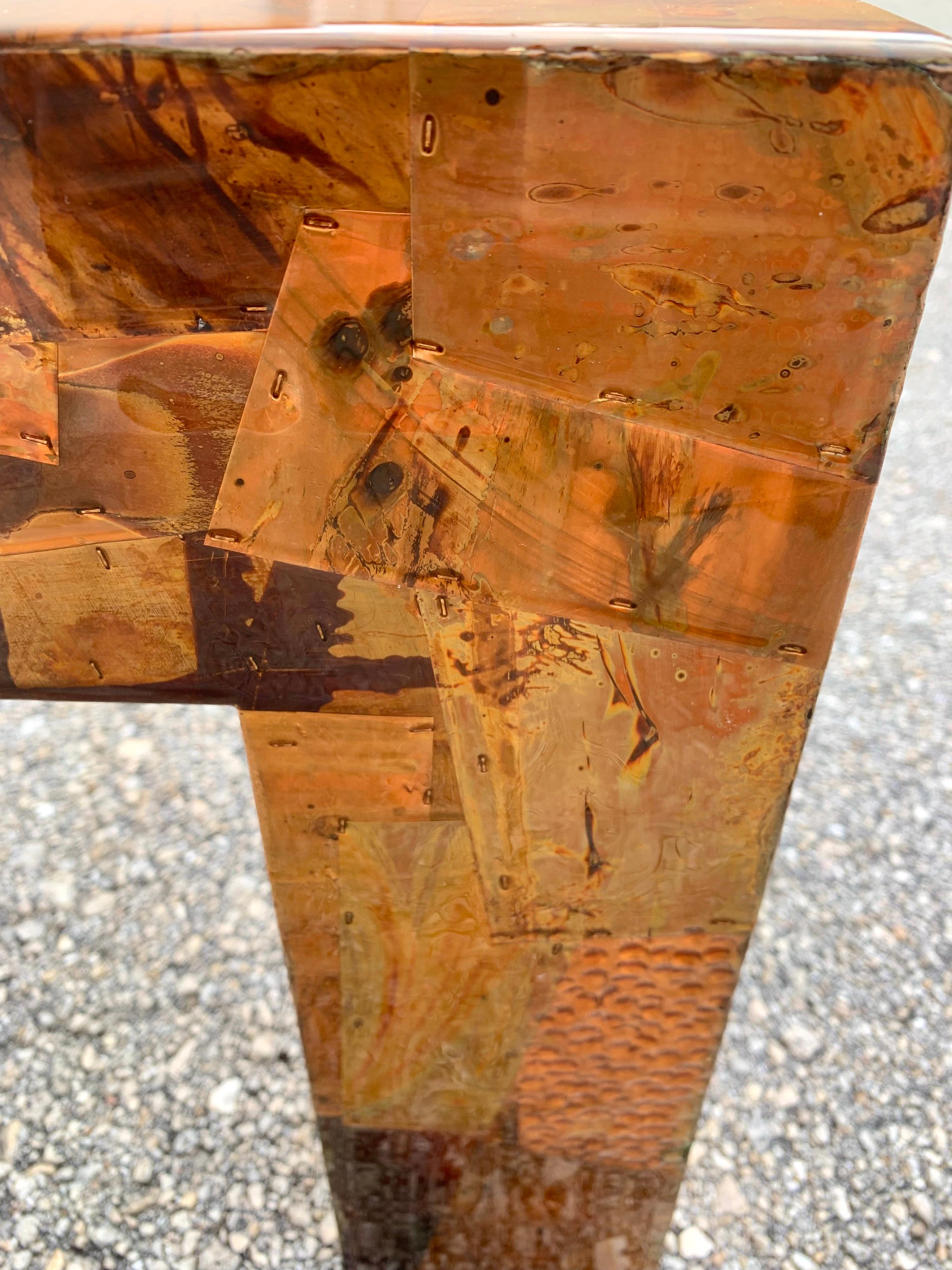 Mid-Century Modern Copper and Brass Coffee Table in the Style of Paul Evans For Sale 3