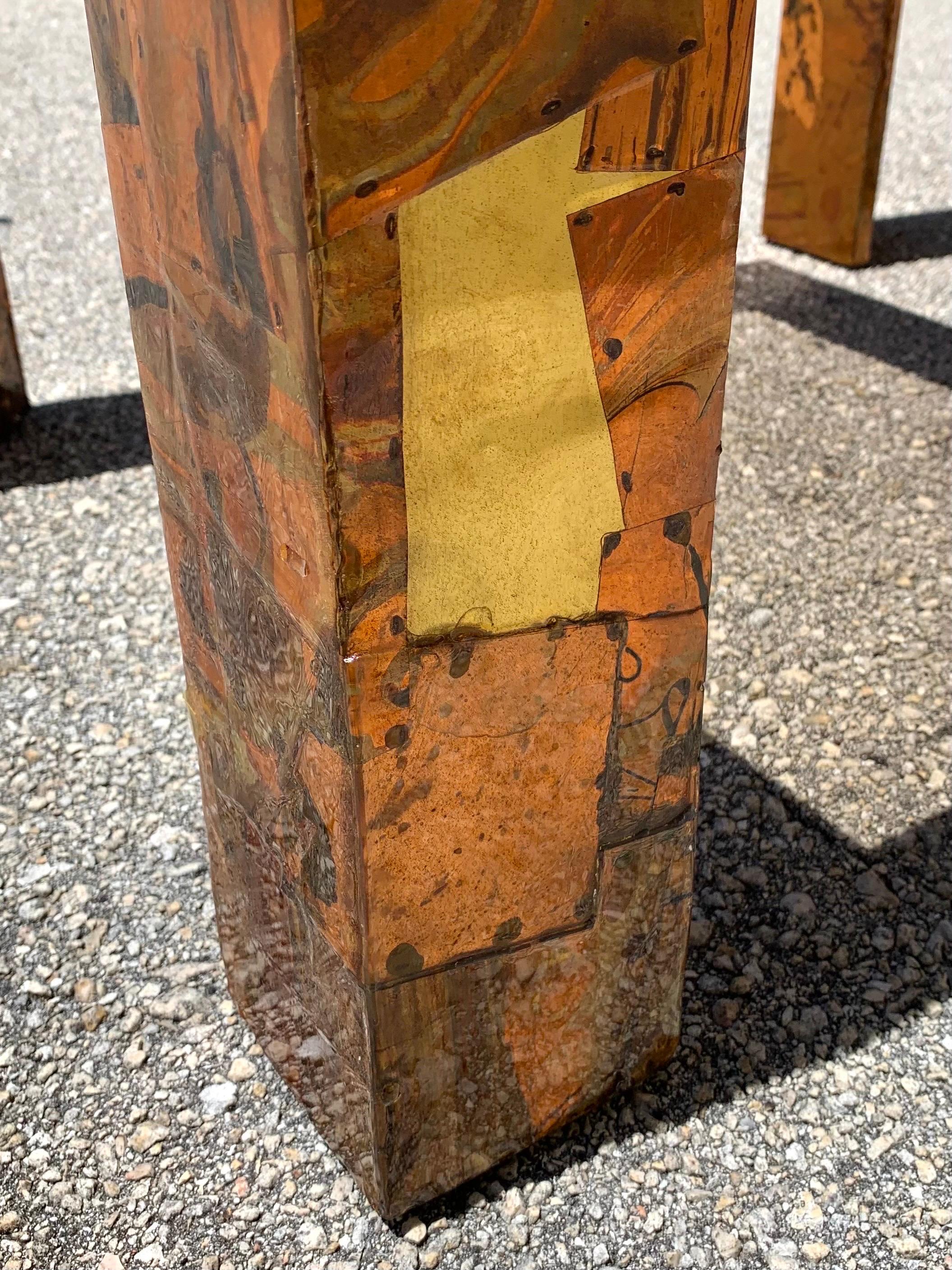 Mid-Century Modern Copper and Brass End Tables in the Style of Paul Evans For Sale 6