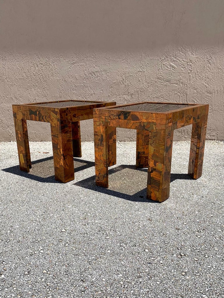 Mid-Century Modern Copper and Brass End Tables in the Style of Paul ...