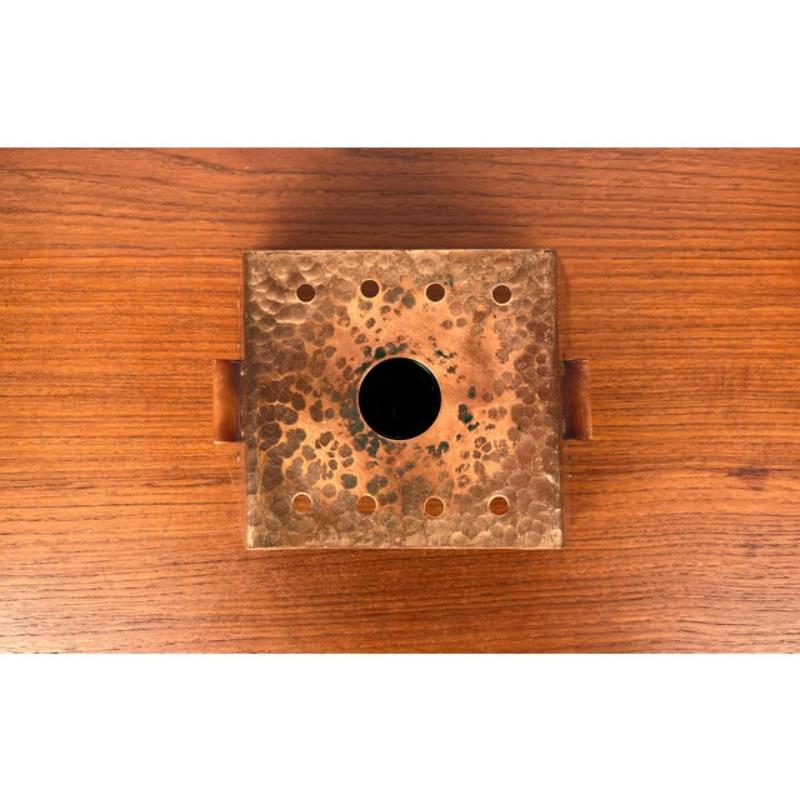 Mid-Century Modern Chauffe-théière en cuivre et cuir moderne du milieu du siècle, 1960 en vente