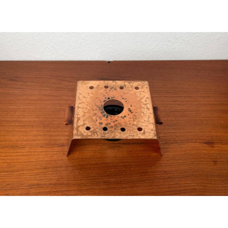 20ième siècle Chauffe-théière en cuivre et cuir moderne du milieu du siècle, 1960 en vente