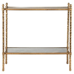 Mid-Century Modern Copper Bamboo Side Table by Maison Bagues