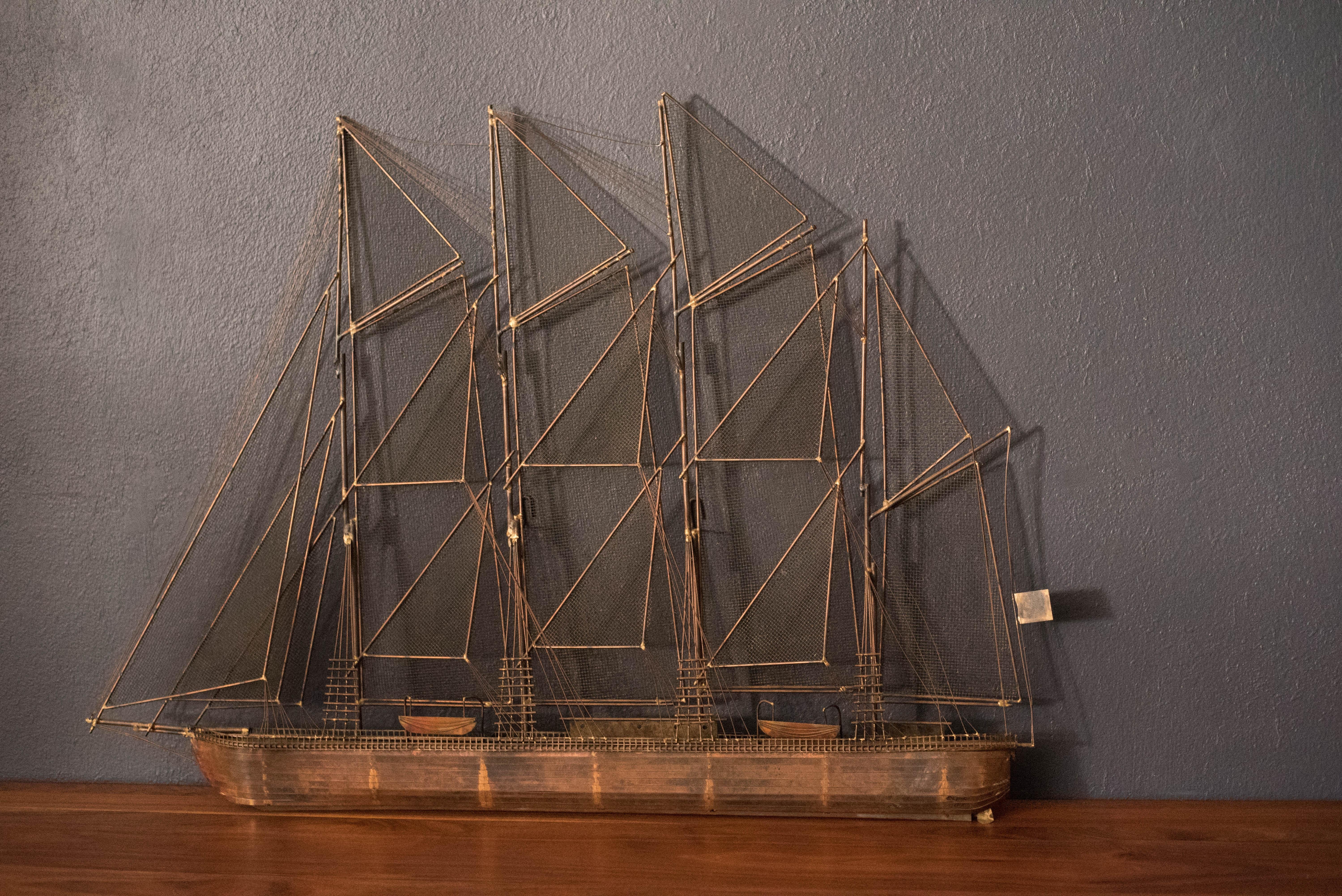 Mid Century Modern Copper Clipper Ship Wall Art Sculpture by Curtis Jere 5