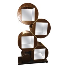 Mid-Century Modern Copper Colored Mirrored Lighted Étagère, circa 1990