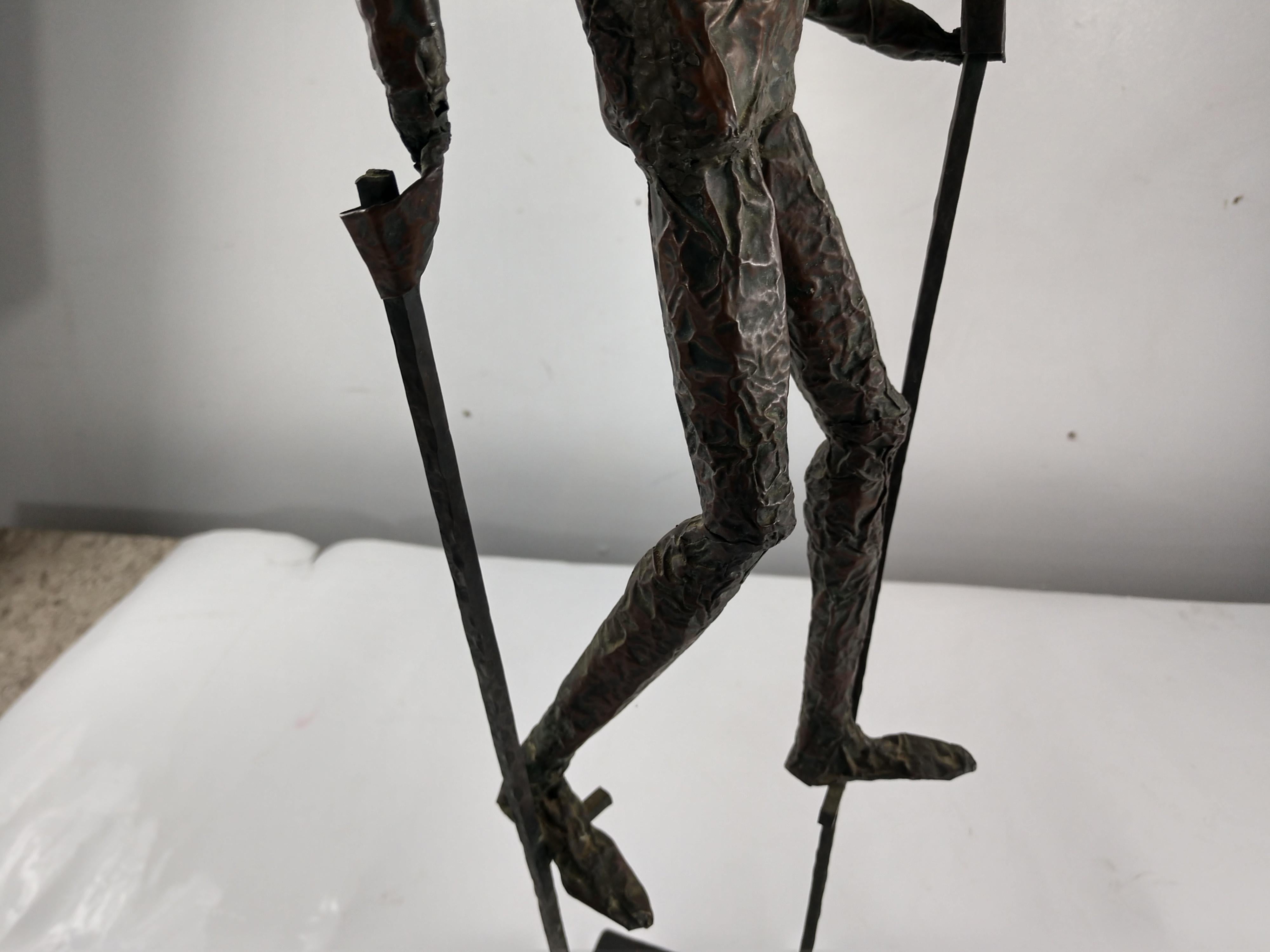 Mid-Century Modern Copper Figure on Stilts with a Bird Sculpture, 1960 4
