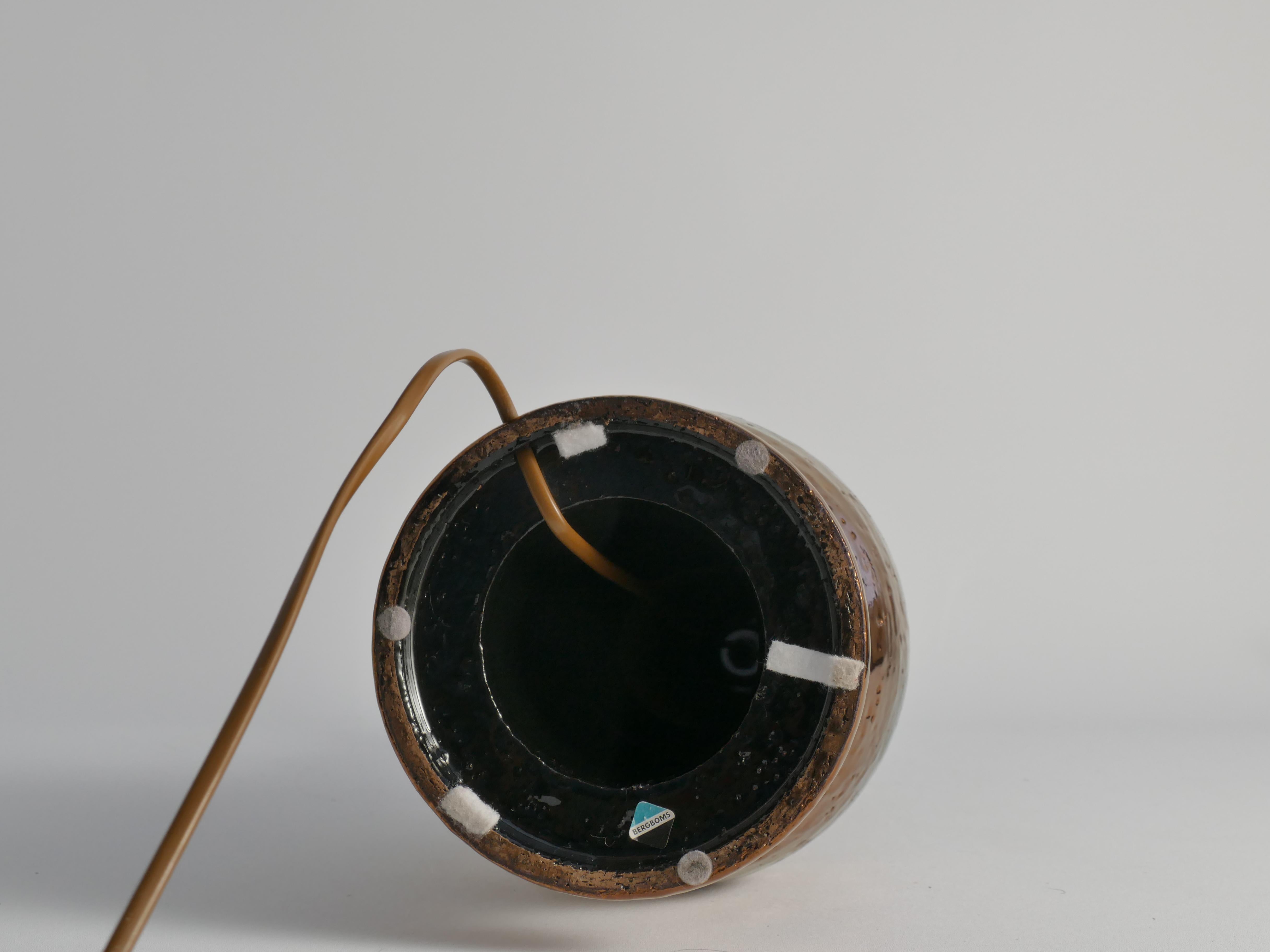 Mid-century Modern Copper-hued Ceramic Table Lamp by Bitossi for Bergboms, 1970s For Sale 1