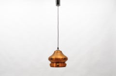 Mid-Century Modern Copper Lamp with Glass, 1960s