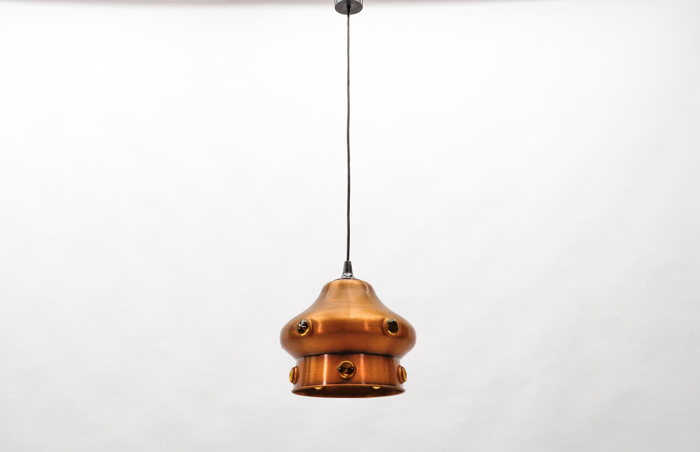 Mid-Century moderno Lampada moderna di metà secolo in rame con vetro, anni '60 in vendita