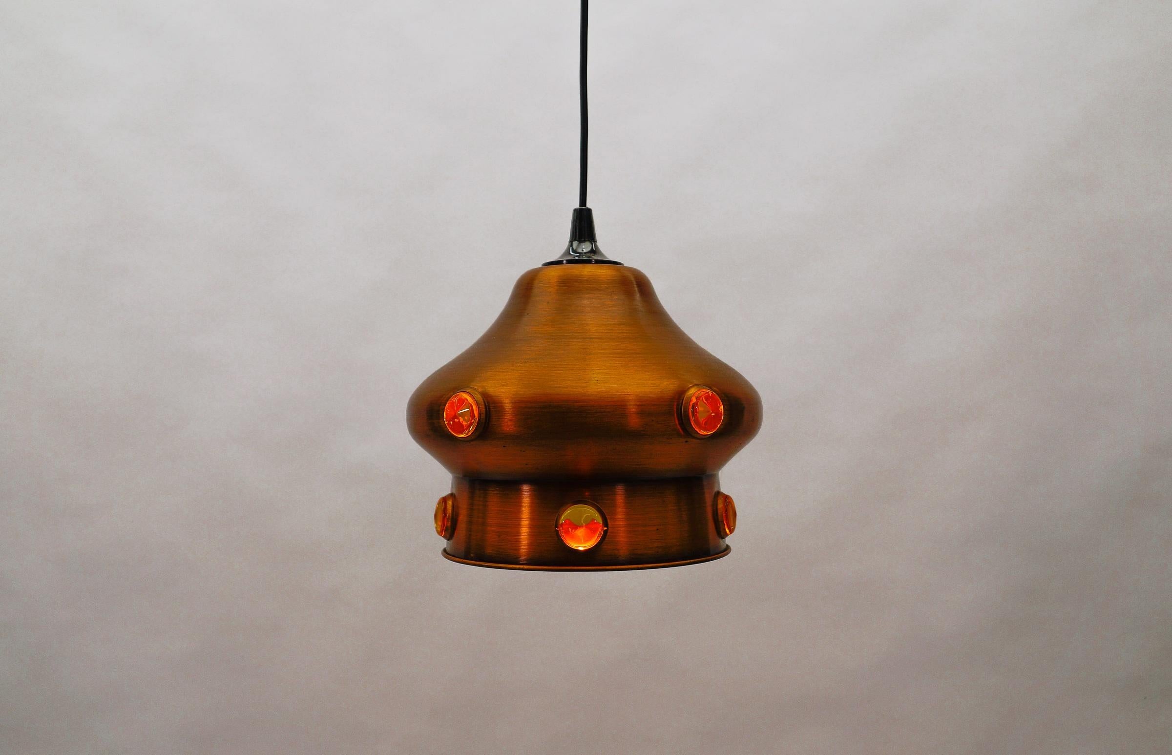 Lampada moderna di metà secolo in rame con vetro, anni '60 In condizioni buone in vendita a Nürnberg, Bayern