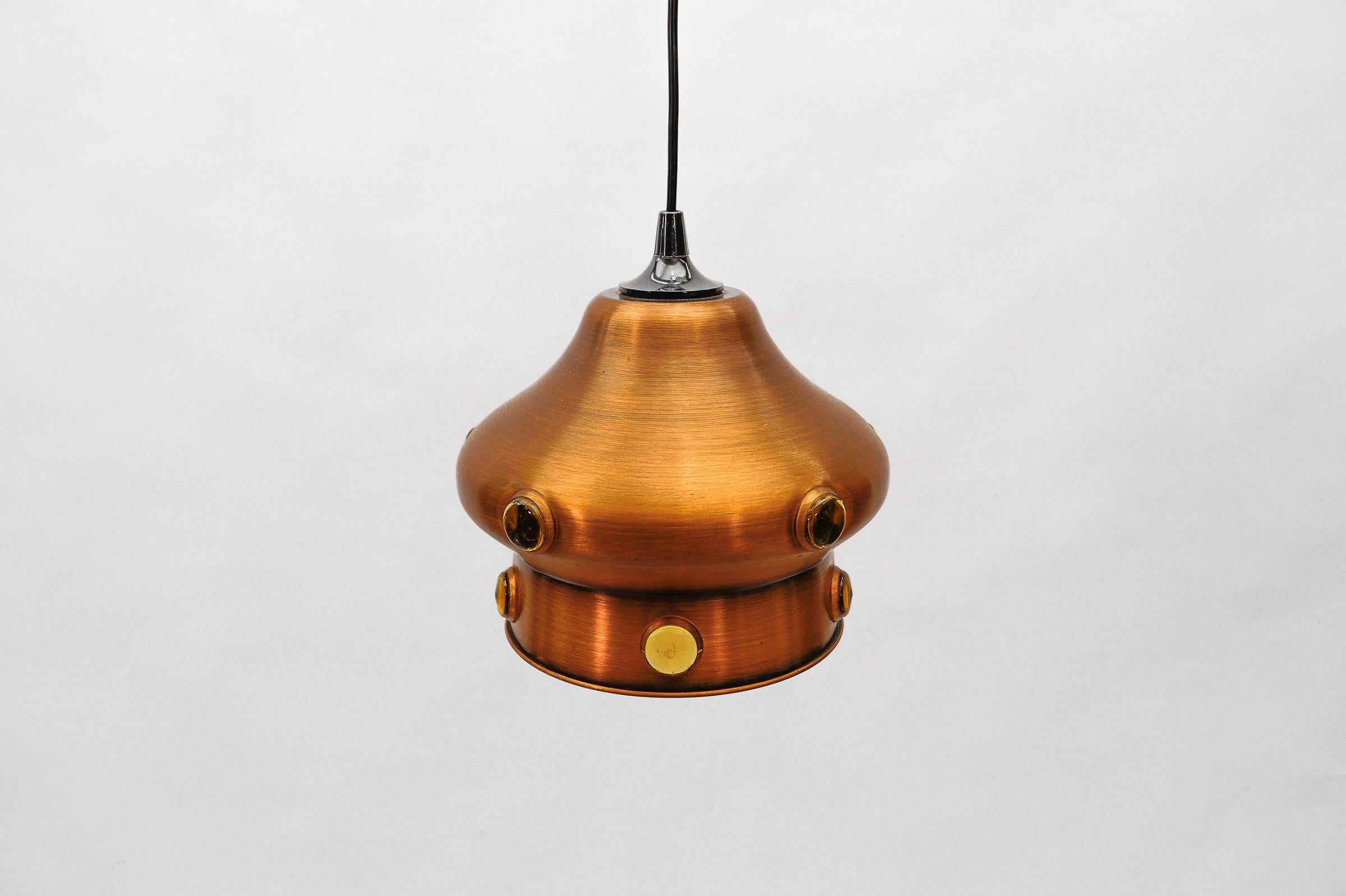 Metallo Lampada moderna di metà secolo in rame con vetro, anni '60 in vendita