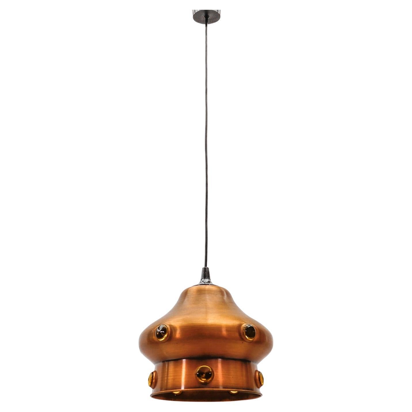 Mid-Century Modern Copper Lamp with Glass, 1960s