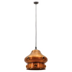 Mid-Century Modern Kupferlampe mit Glas, 1960er Jahre
