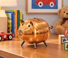 Mid-Century Modern Copper-Plated Metal Piggy Bank, circa 1960s