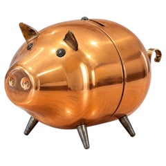 Mid-Century Modern Copper-Plated Metal Piggy Bank, circa 1960s